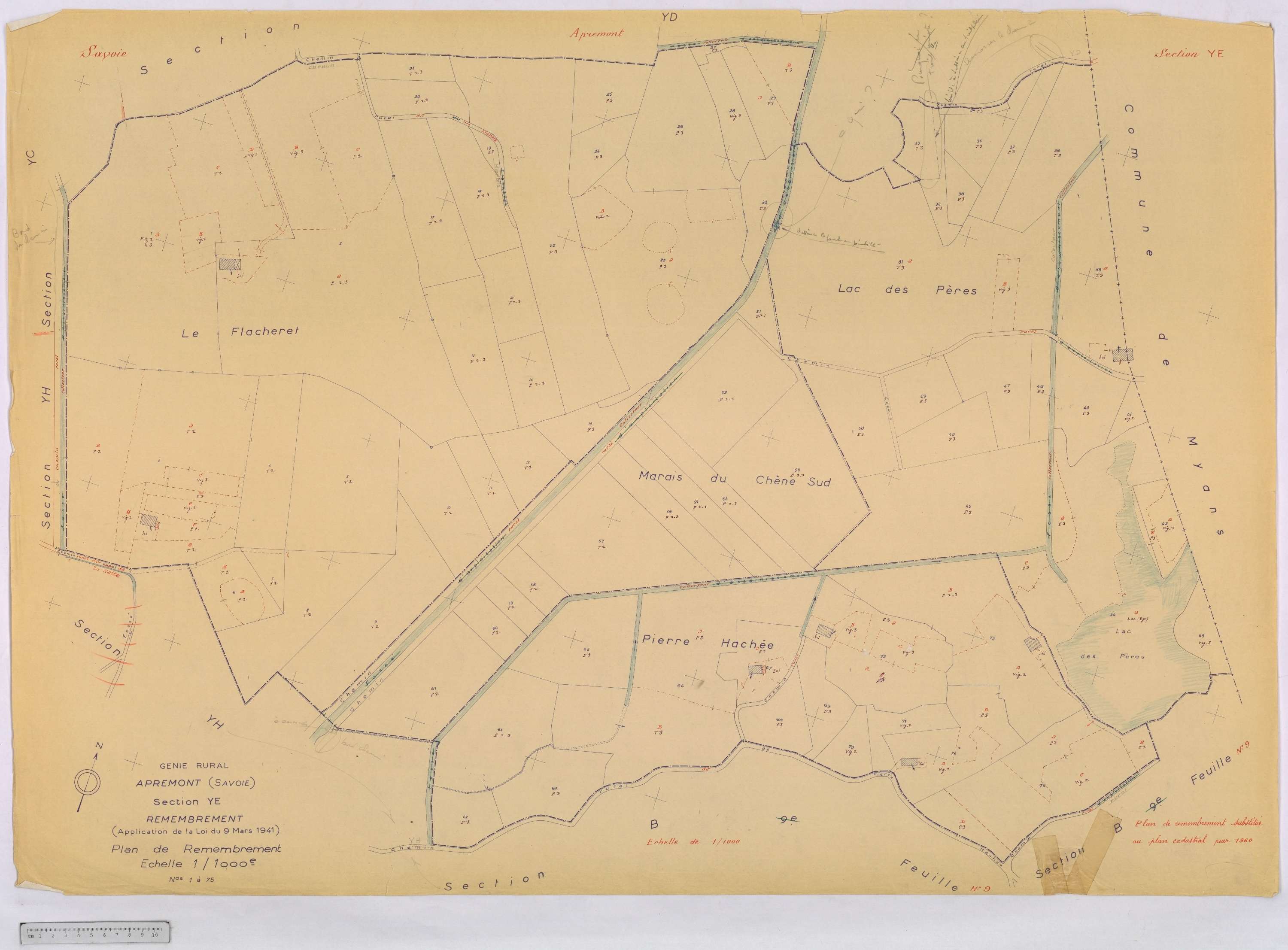 Apremont - Cadastre remembré, version définitive (1960).