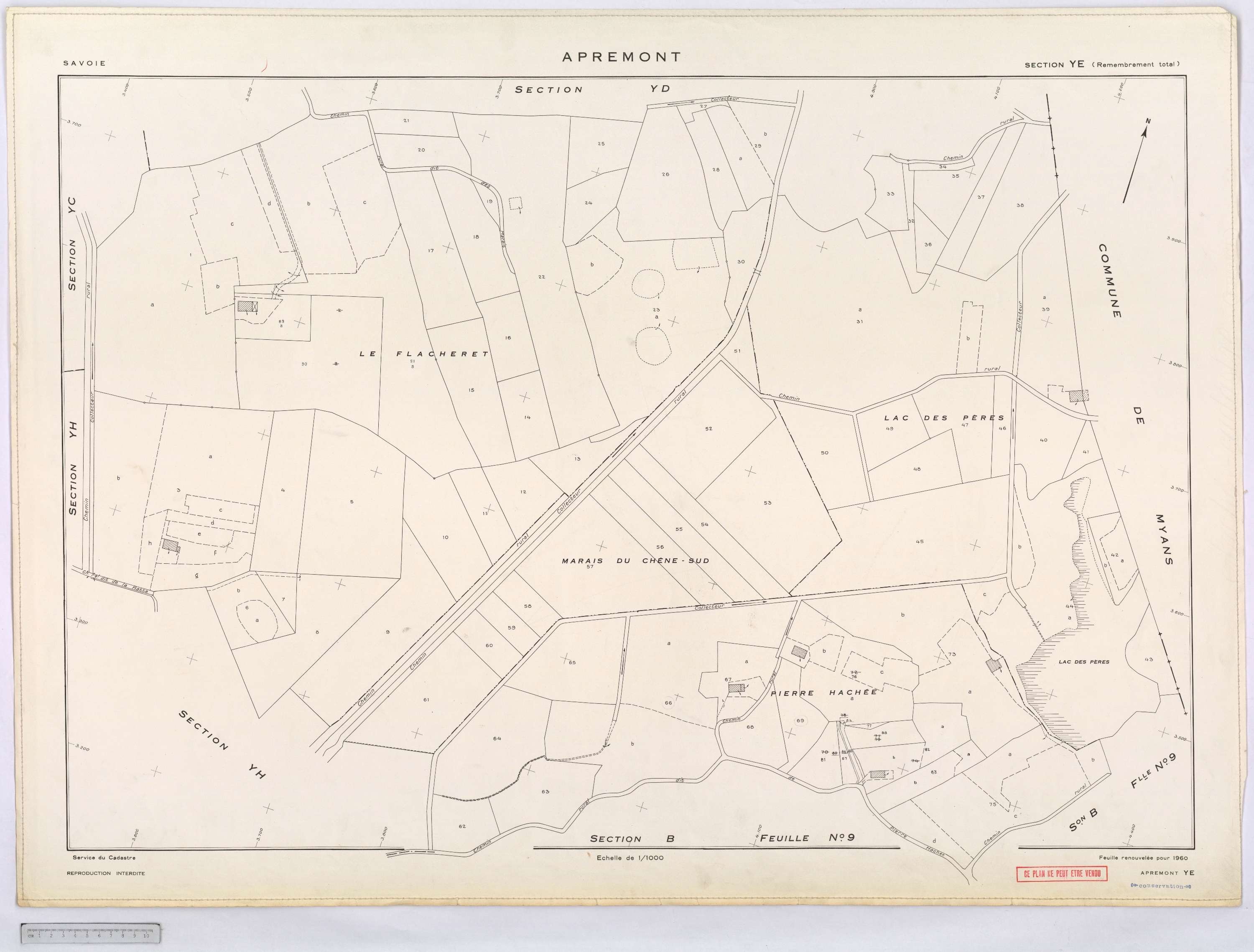Apremont - Cadastre remembré, version définitive (1960).