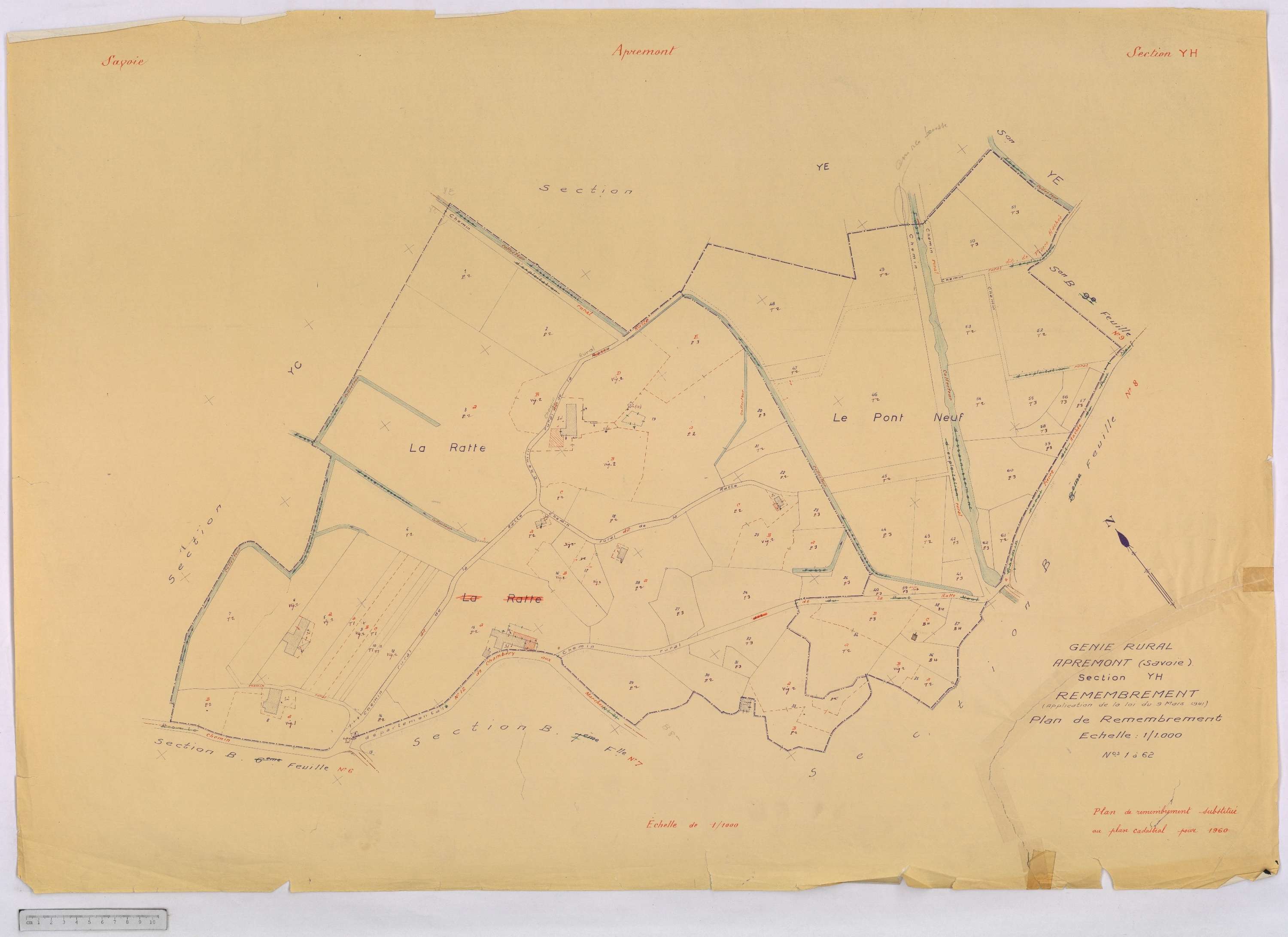 Apremont - Cadastre remembré, version définitive (1960).