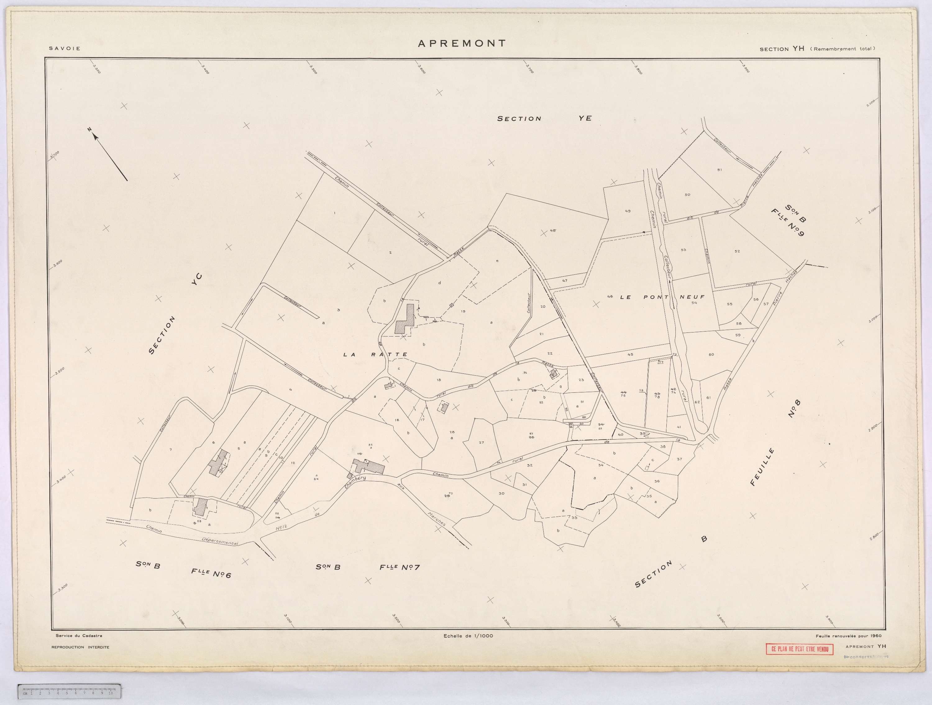 Apremont - Cadastre remembré, version définitive (1960).