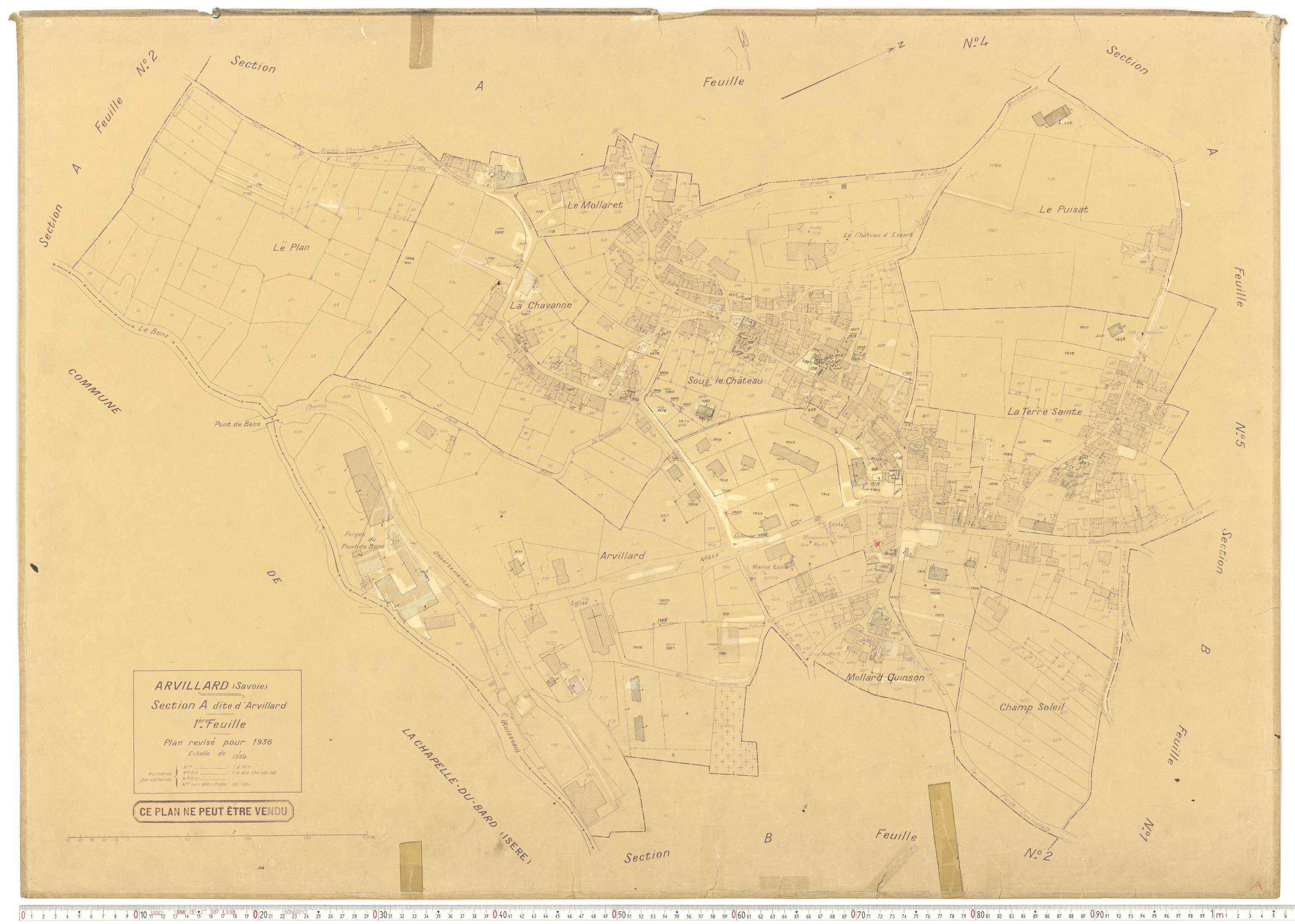 Arvillard - Plans cadastraux du cadastre rénové en 1936 et mis à jour en 1988.