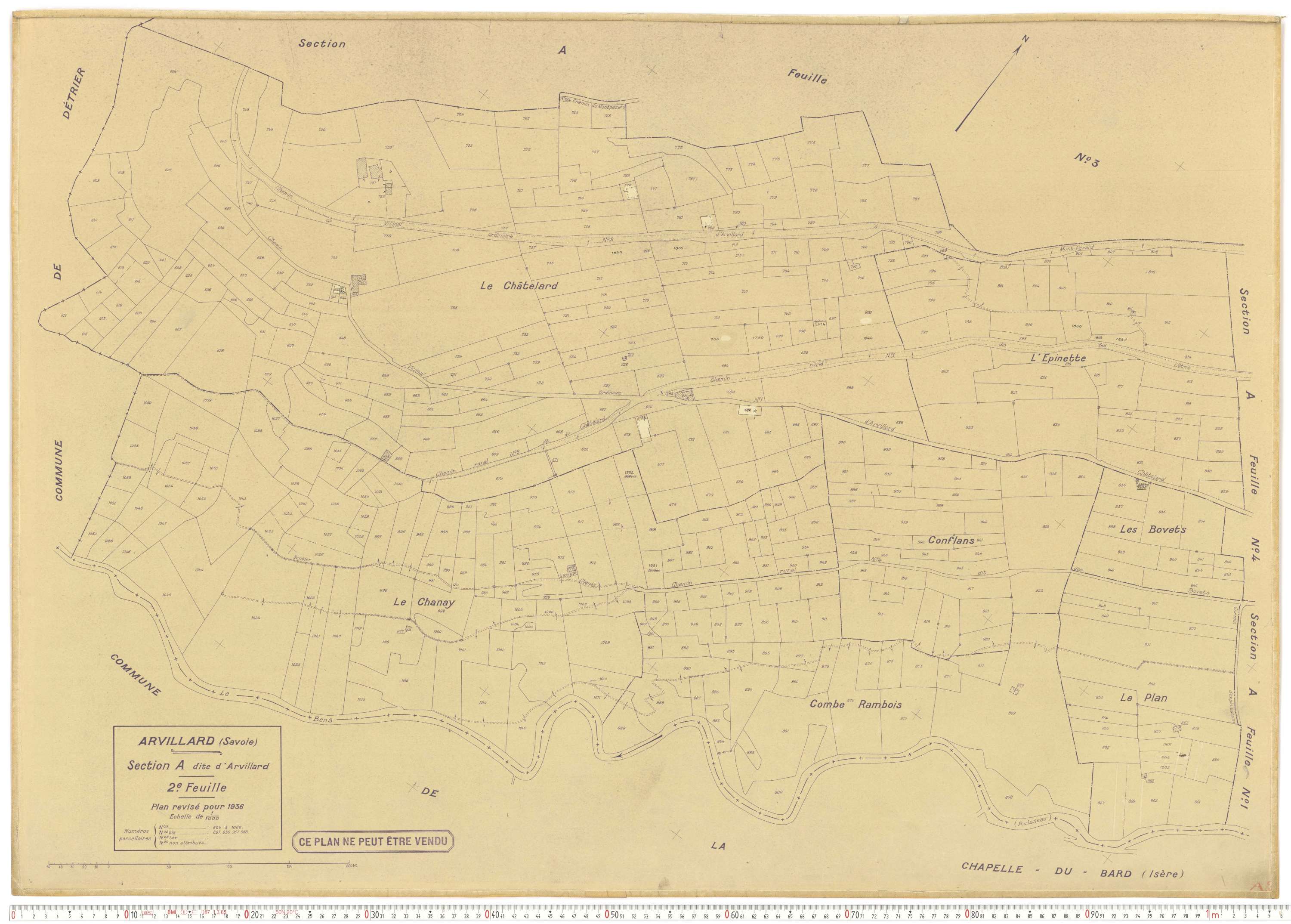 Arvillard - Plans cadastraux du cadastre rénové en 1936 et mis à jour en 1988.