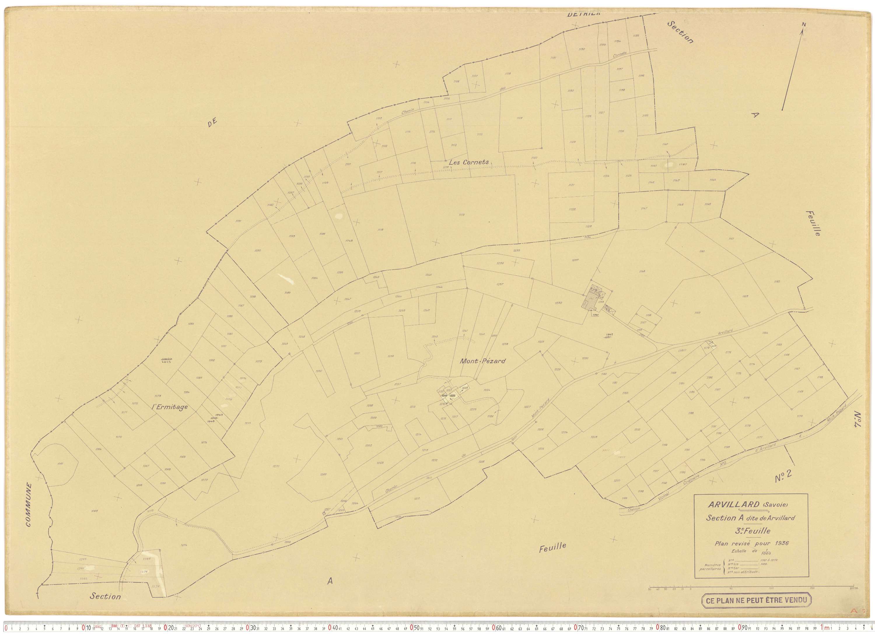 Arvillard - Plans cadastraux du cadastre rénové en 1936 et mis à jour en 1988.