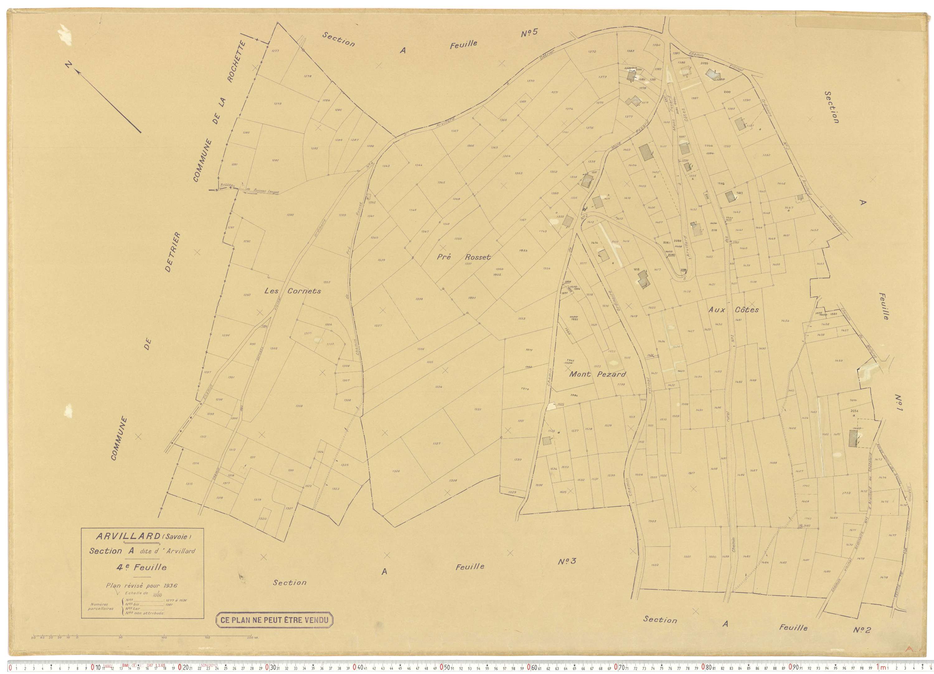 Arvillard - Plans cadastraux du cadastre rénové en 1936 et mis à jour en 1988.