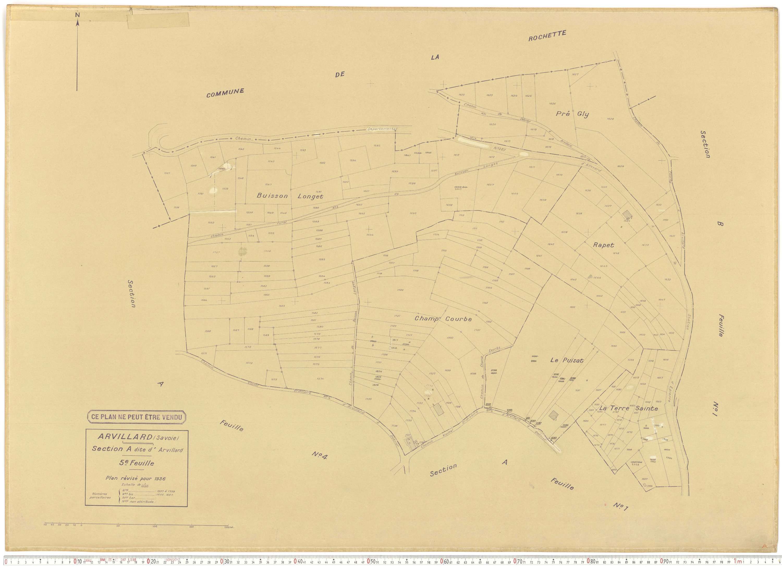 Arvillard - Plans cadastraux du cadastre rénové en 1936 et mis à jour en 1988.