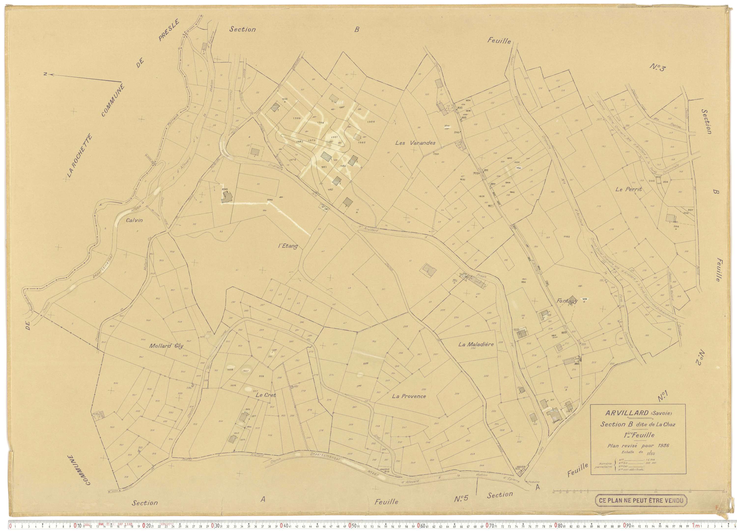 Arvillard - Plans cadastraux du cadastre rénové en 1936 et mis à jour en 1988.