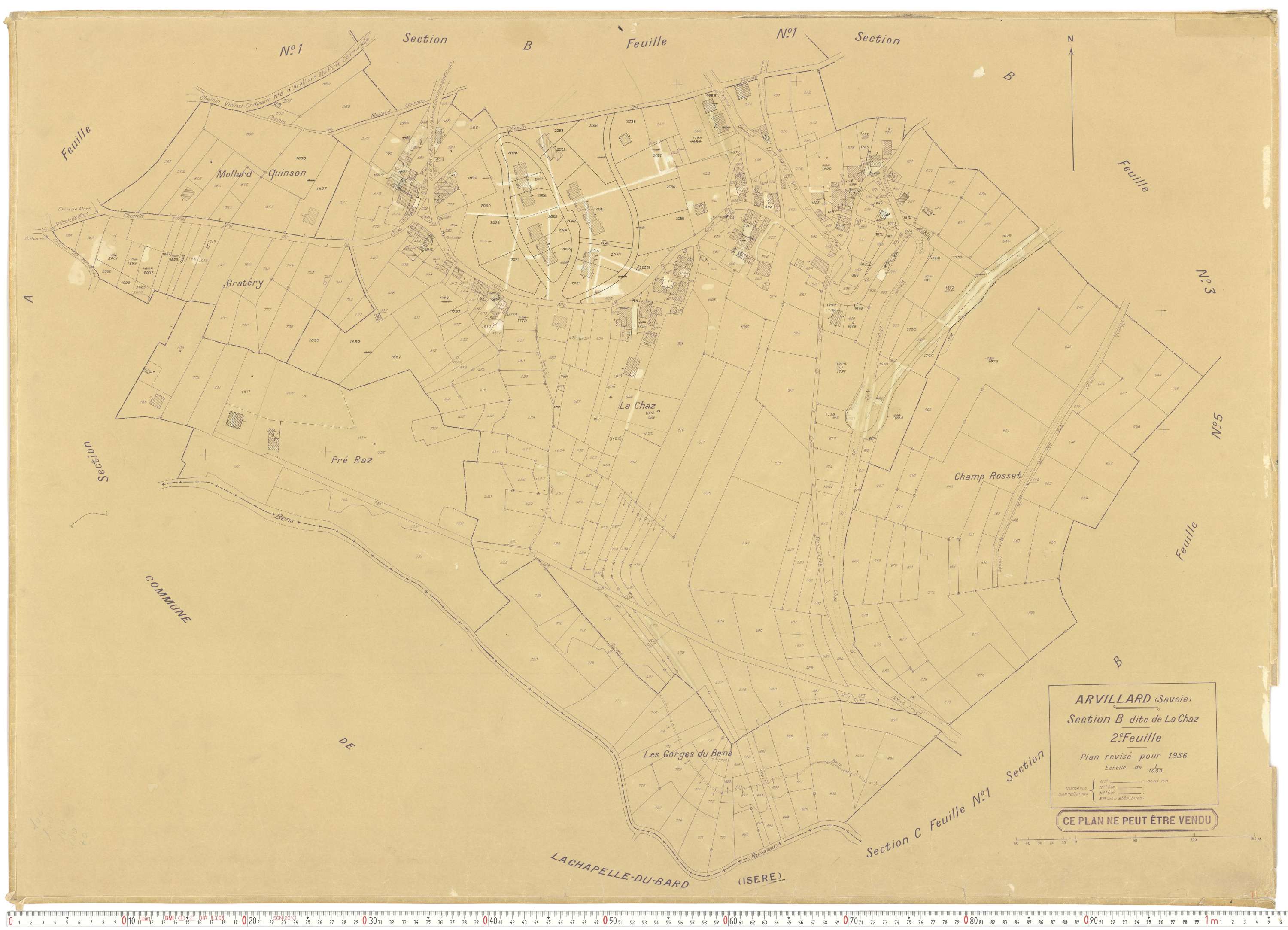 Arvillard - Plans cadastraux du cadastre rénové en 1936 et mis à jour en 1988.