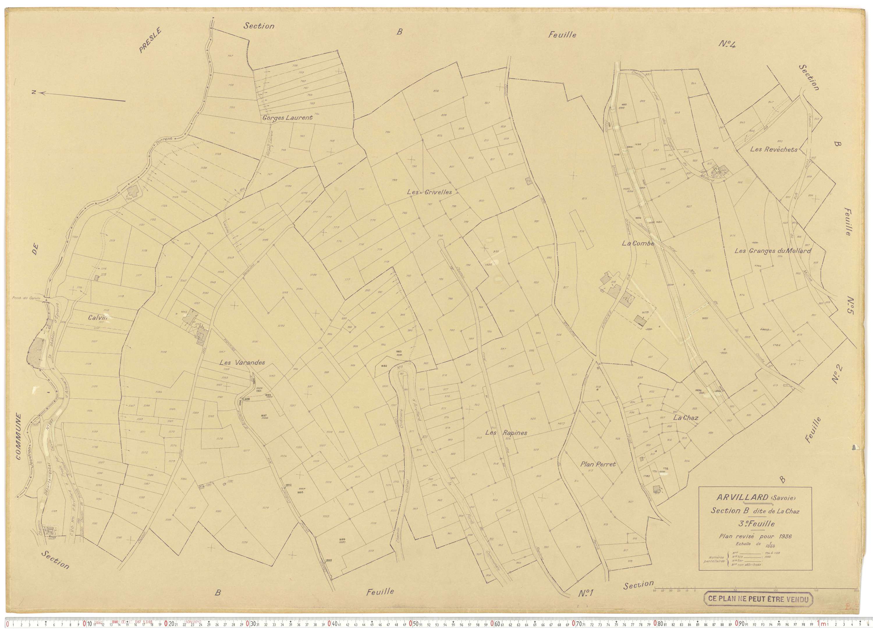 Arvillard - Plans cadastraux du cadastre rénové en 1936 et mis à jour en 1988.