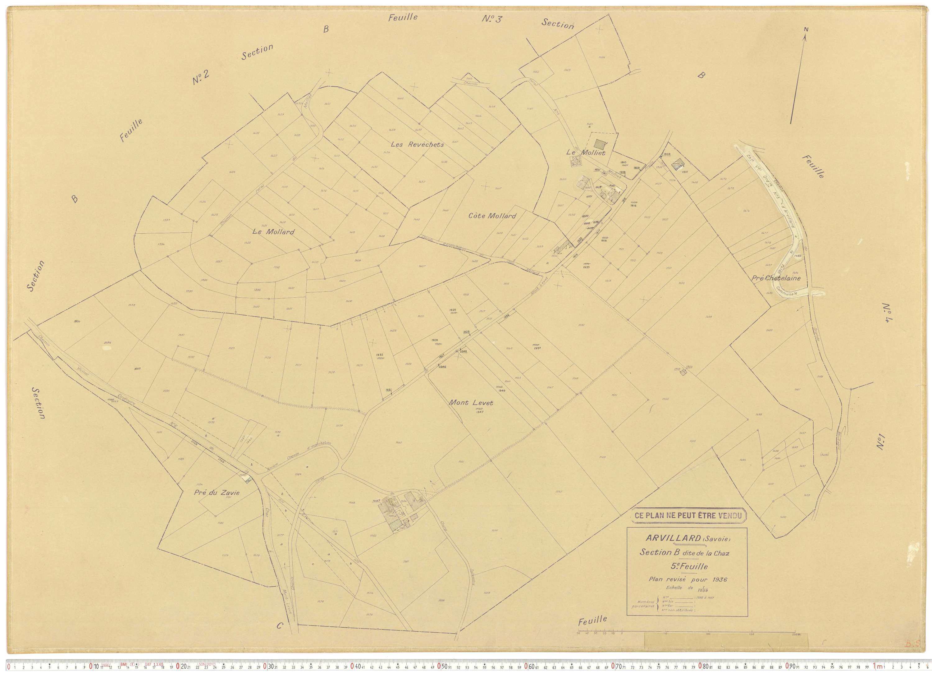 Arvillard - Plans cadastraux du cadastre rénové en 1936 et mis à jour en 1988.