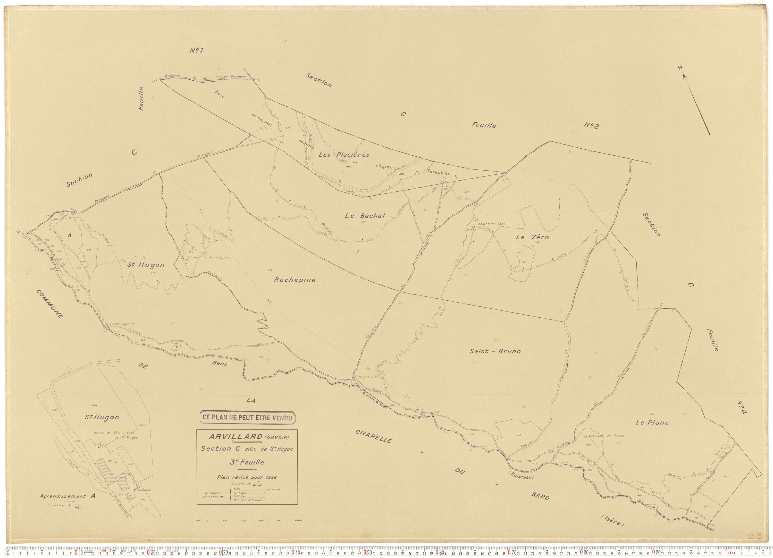 Arvillard - Plans cadastraux du cadastre rénové en 1936 et mis à jour en 1988.