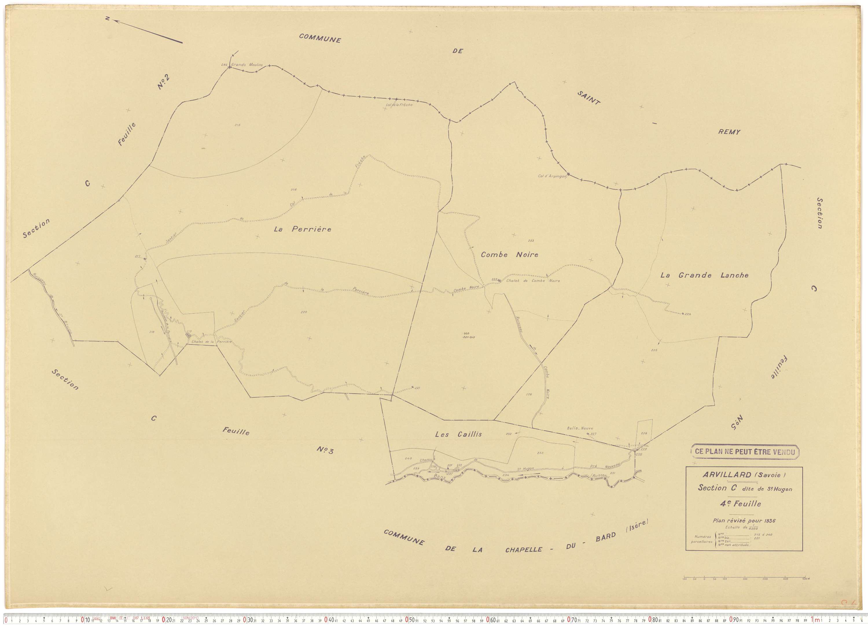 Arvillard - Plans cadastraux du cadastre rénové en 1936 et mis à jour en 1988.