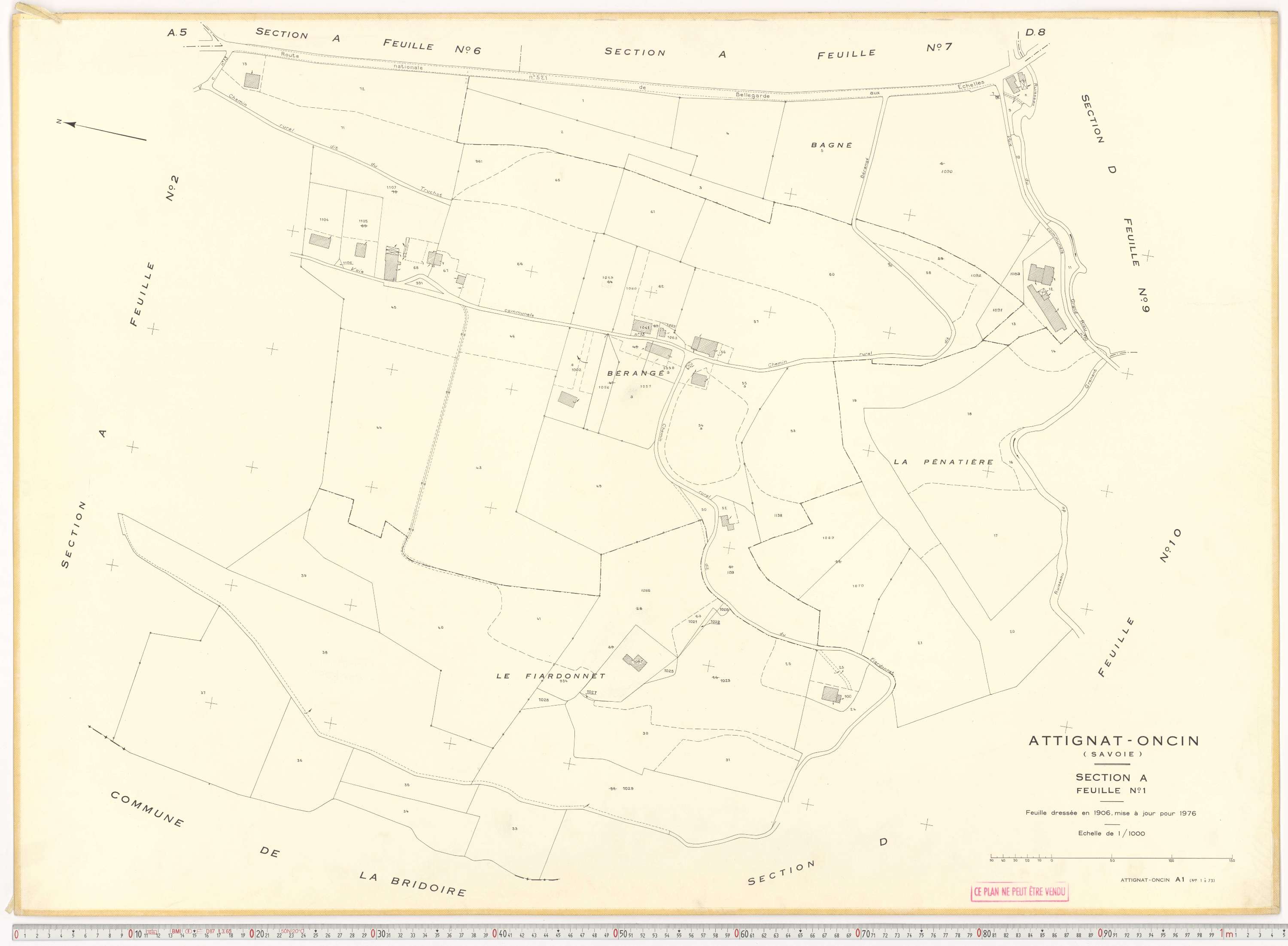 Attignat-Oncin - Cadastre rénové (1976-1988).