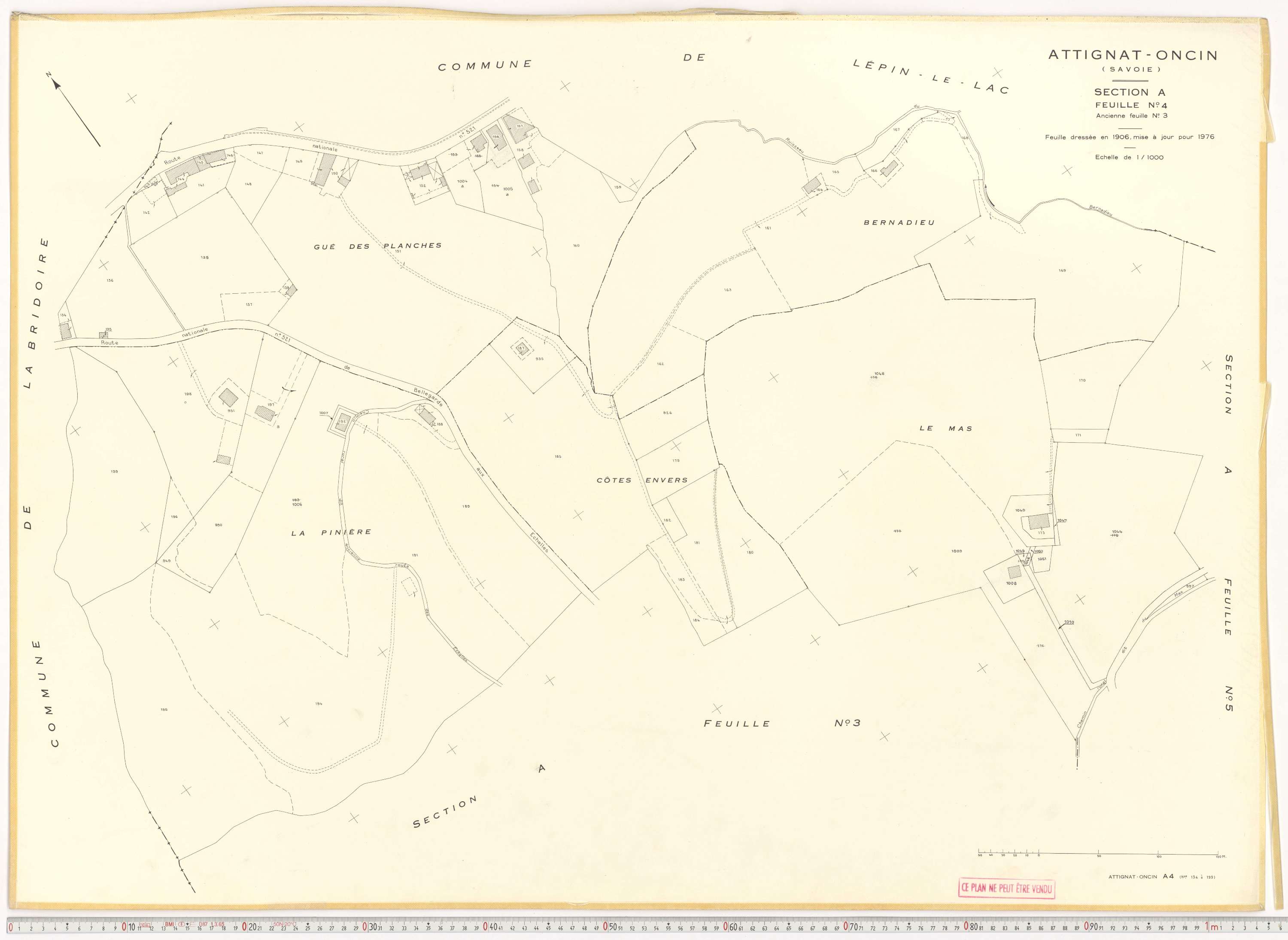 Attignat-Oncin - Cadastre rénové (1976-1988).