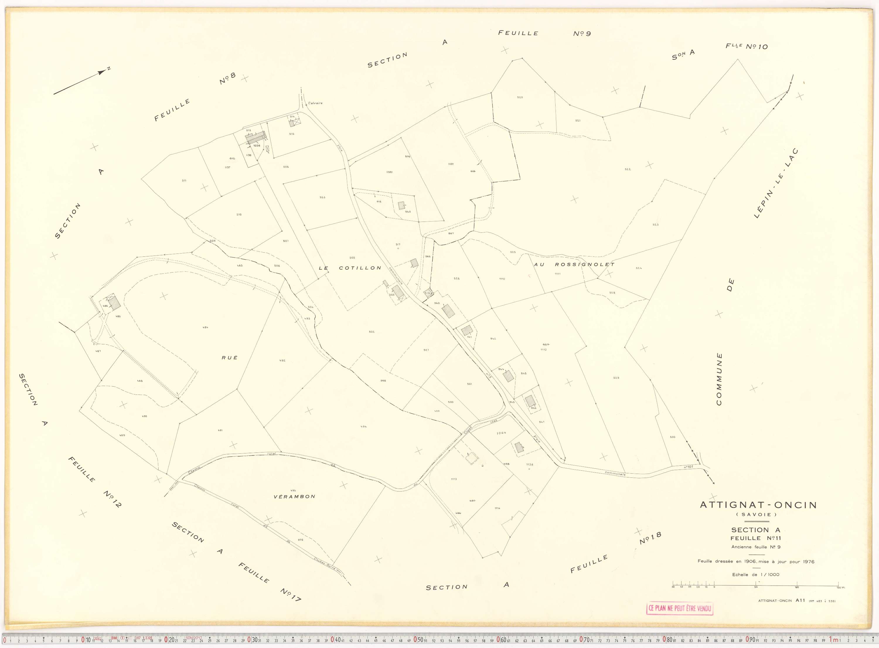 Attignat-Oncin - Cadastre rénové (1976-1988).
