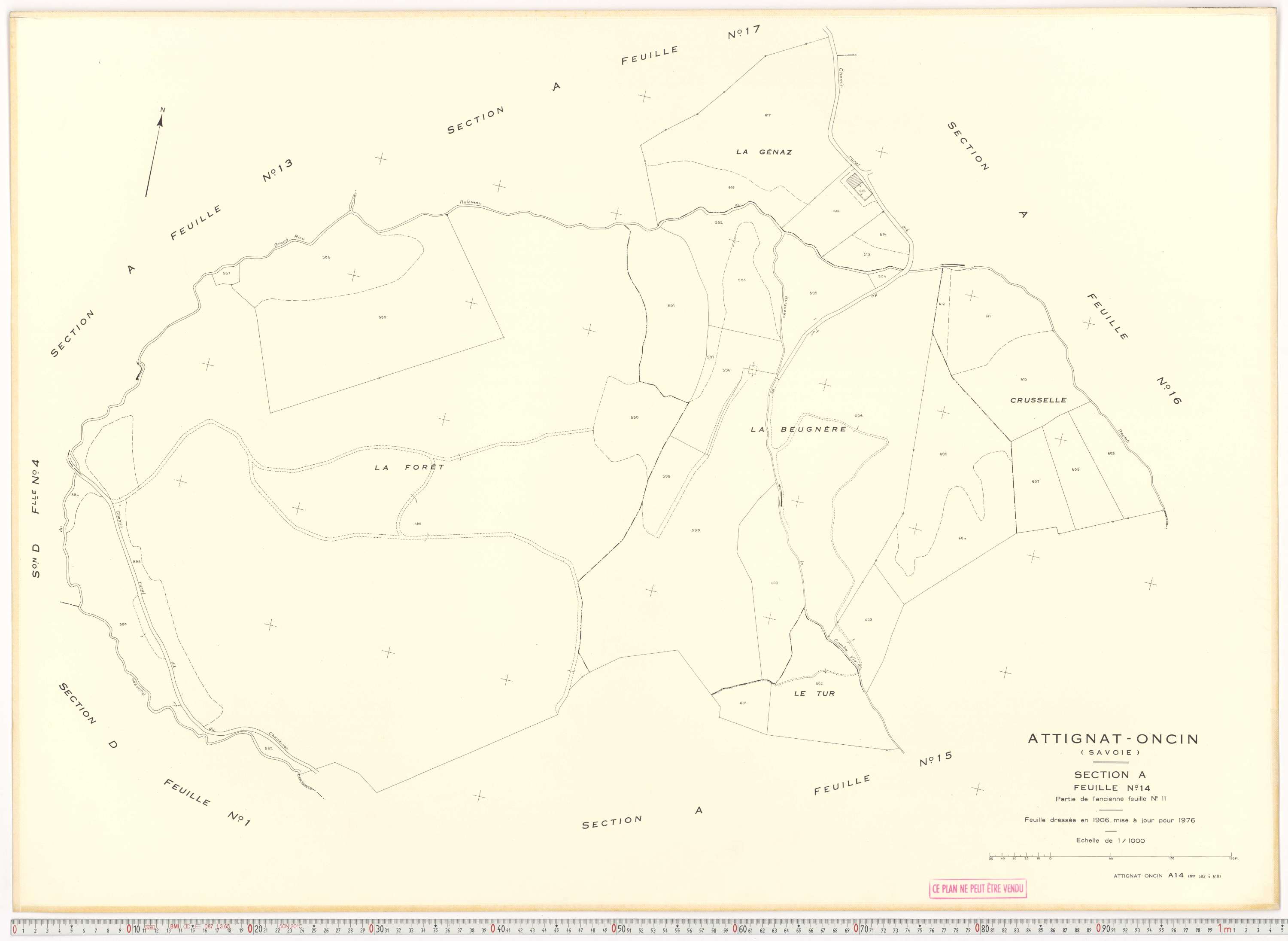 Attignat-Oncin - Cadastre rénové (1976-1988).