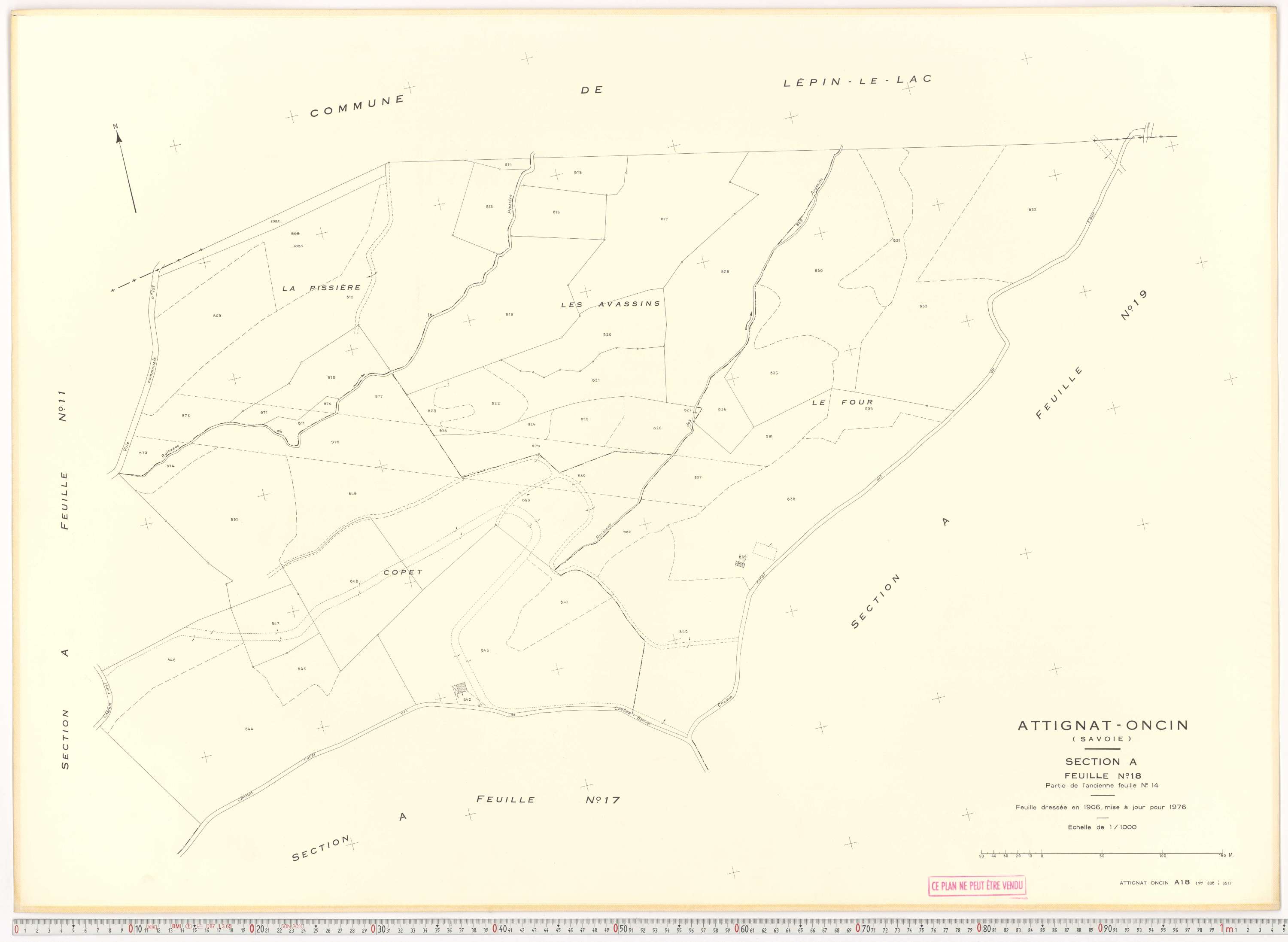Attignat-Oncin - Cadastre rénové (1976-1988).