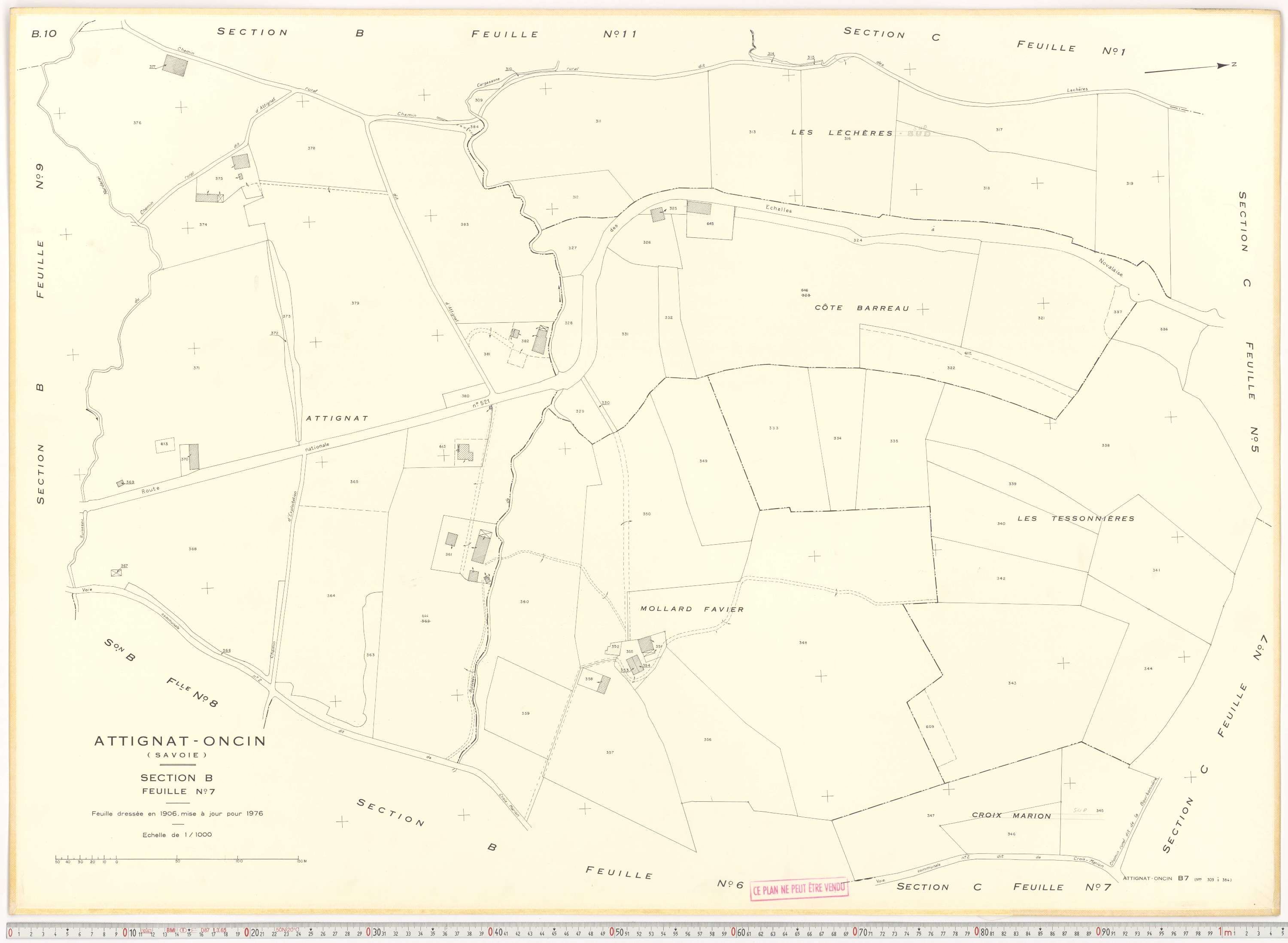 Attignat-Oncin - Cadastre rénové (1976-1988).