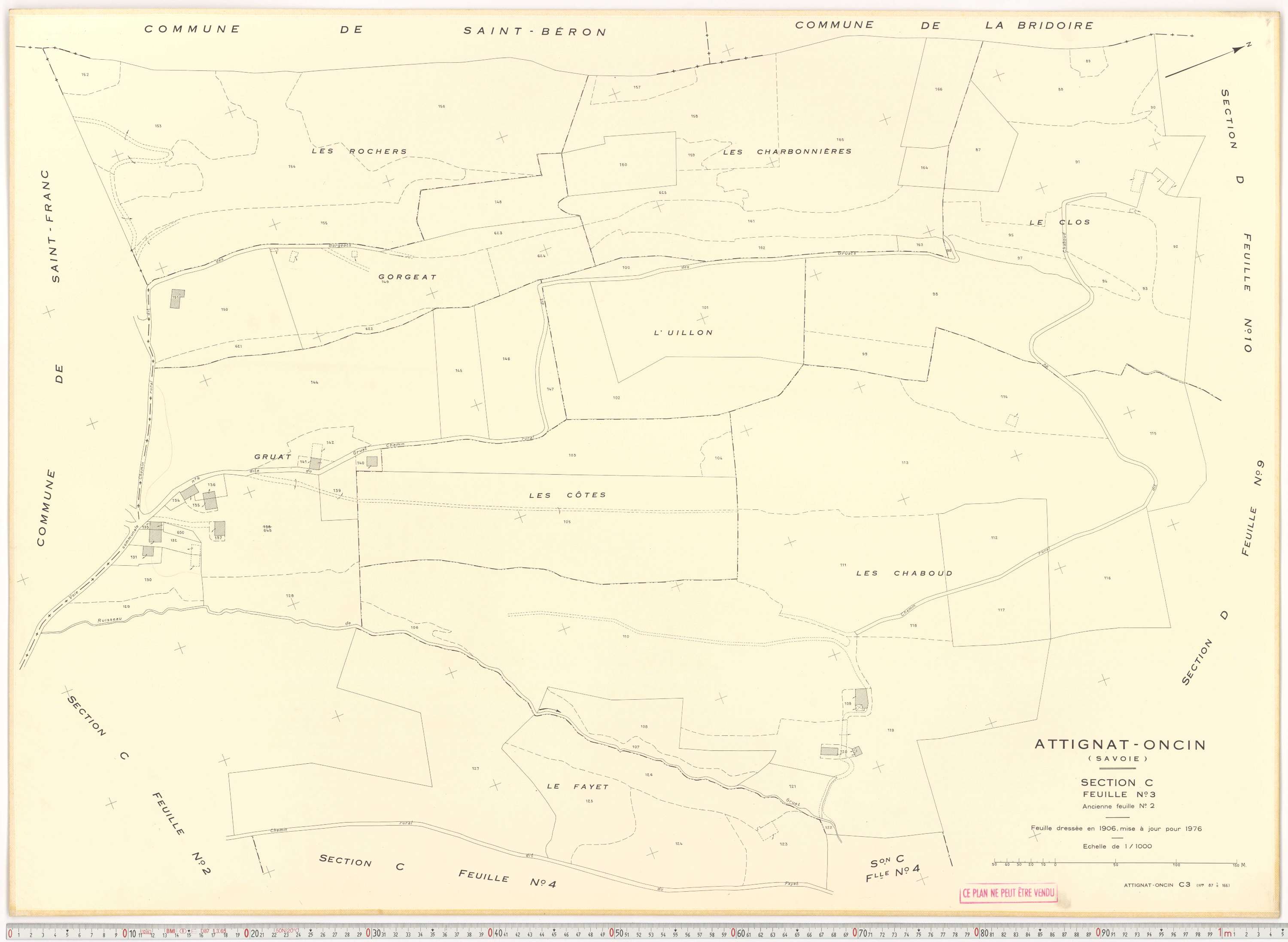 Attignat-Oncin - Cadastre rénové (1976-1988).