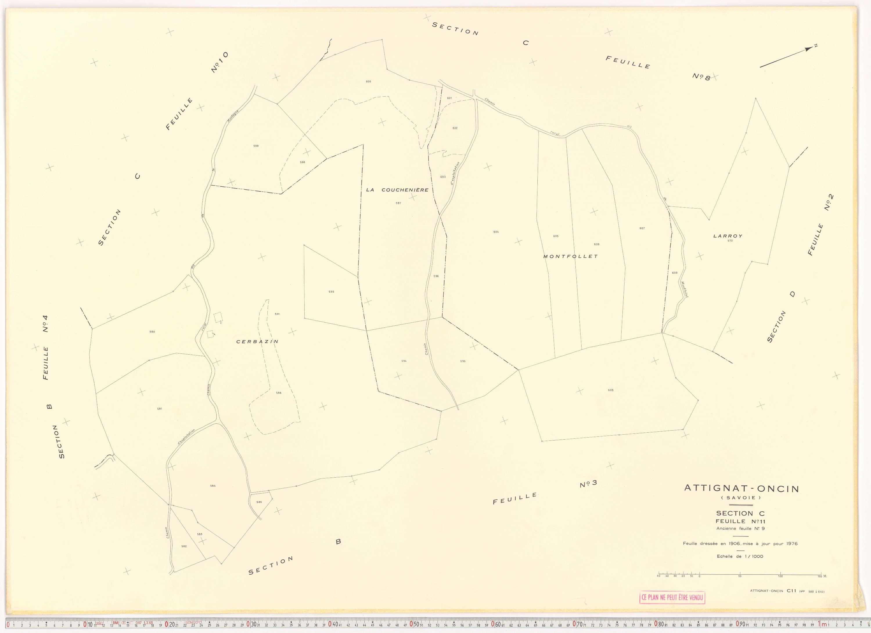Attignat-Oncin - Cadastre rénové (1976-1988).