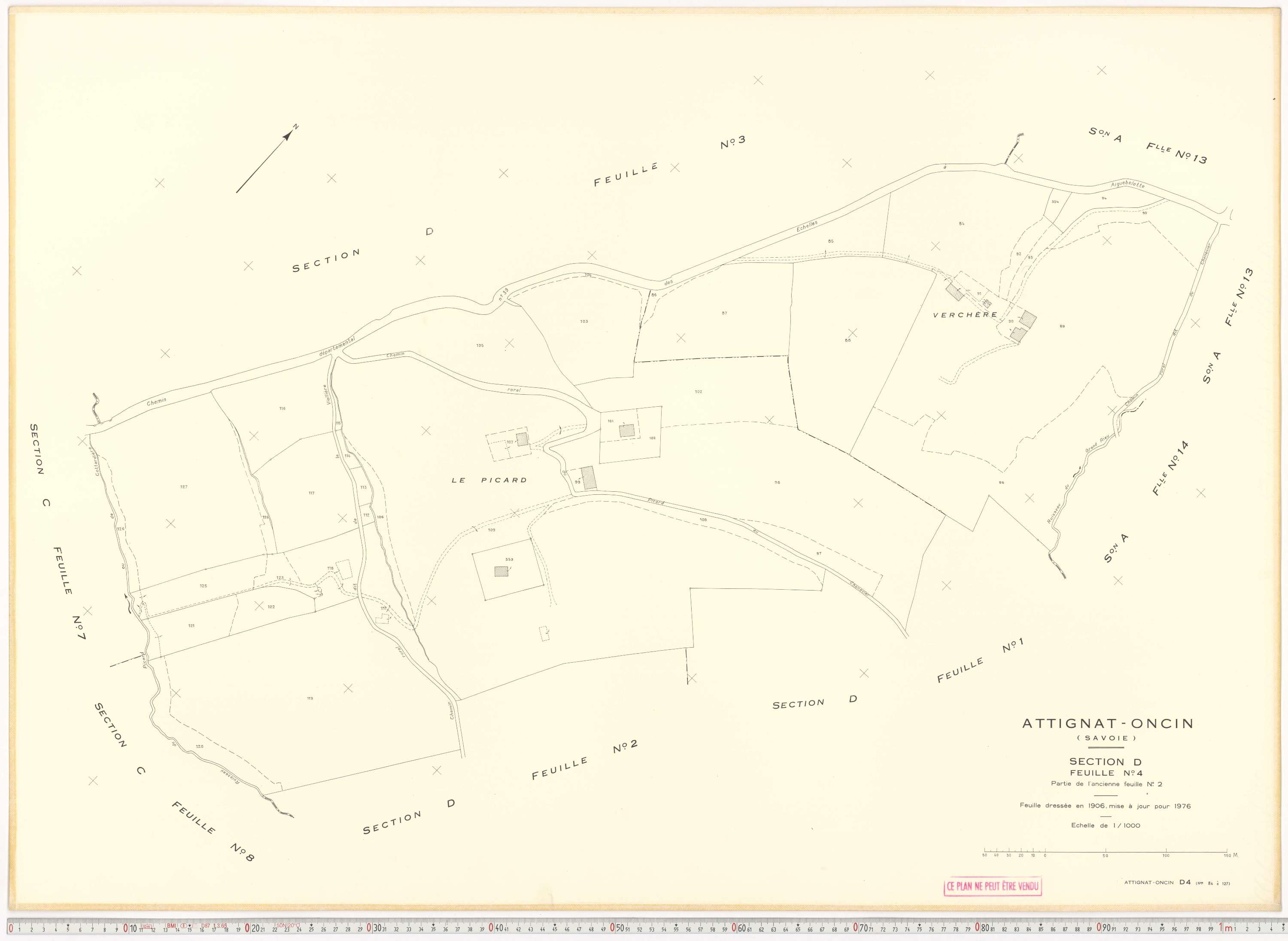 Attignat-Oncin - Cadastre rénové (1976-1988).