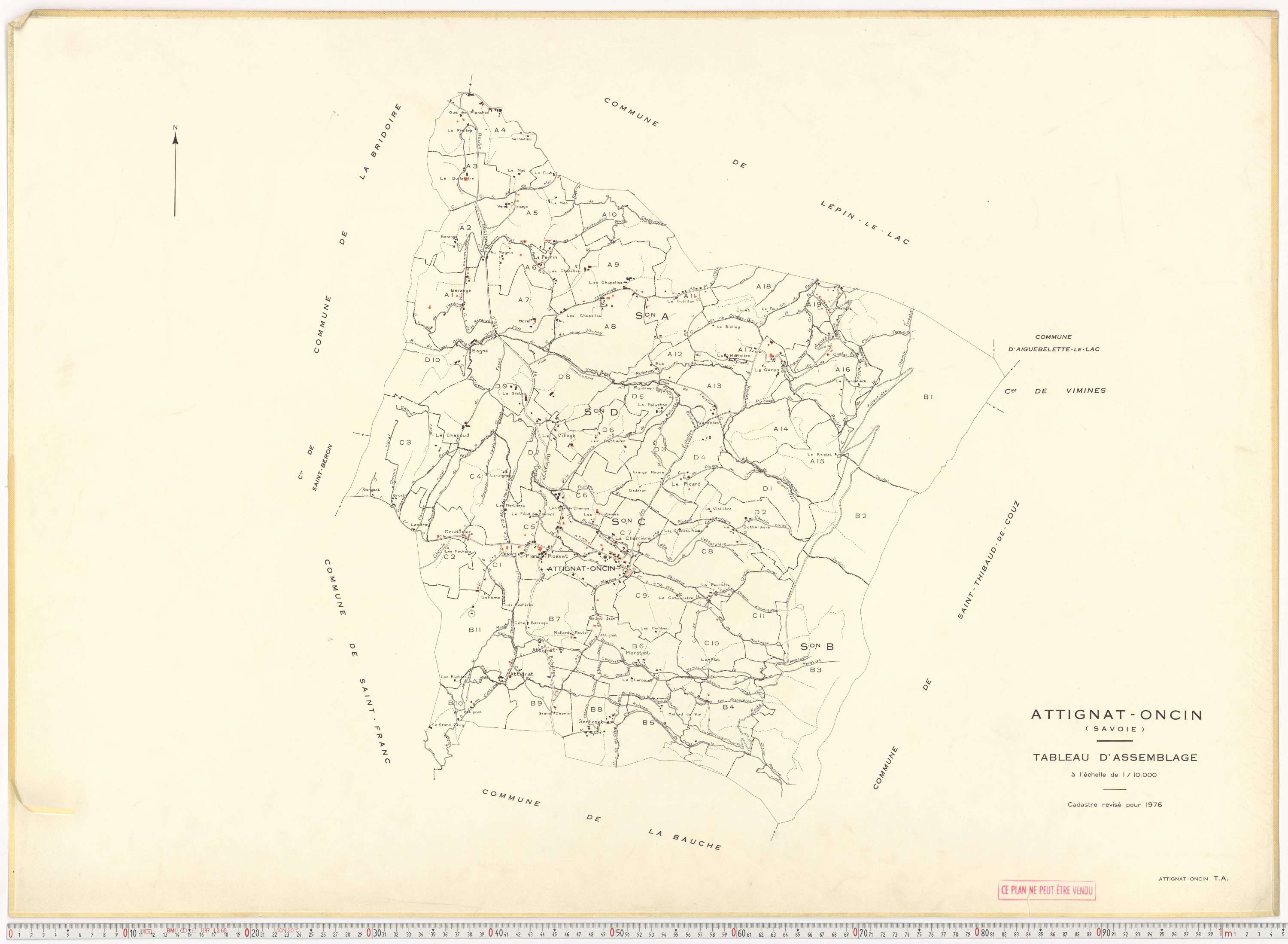 Attignat-Oncin - Cadastre rénové (1976-1988).