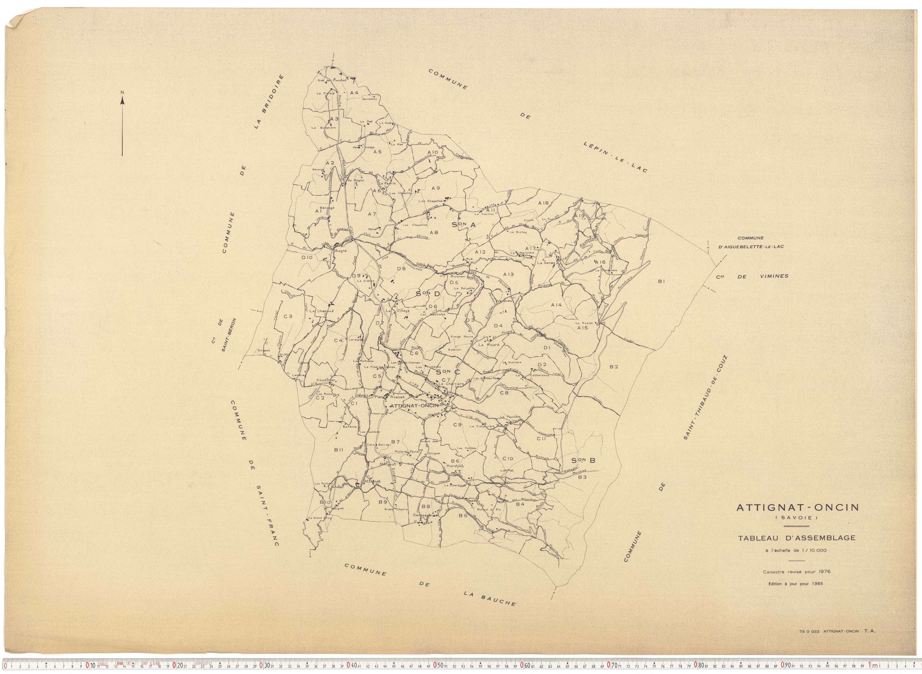 Attignat-Oncin - Cadastre rénové (1976-1988).