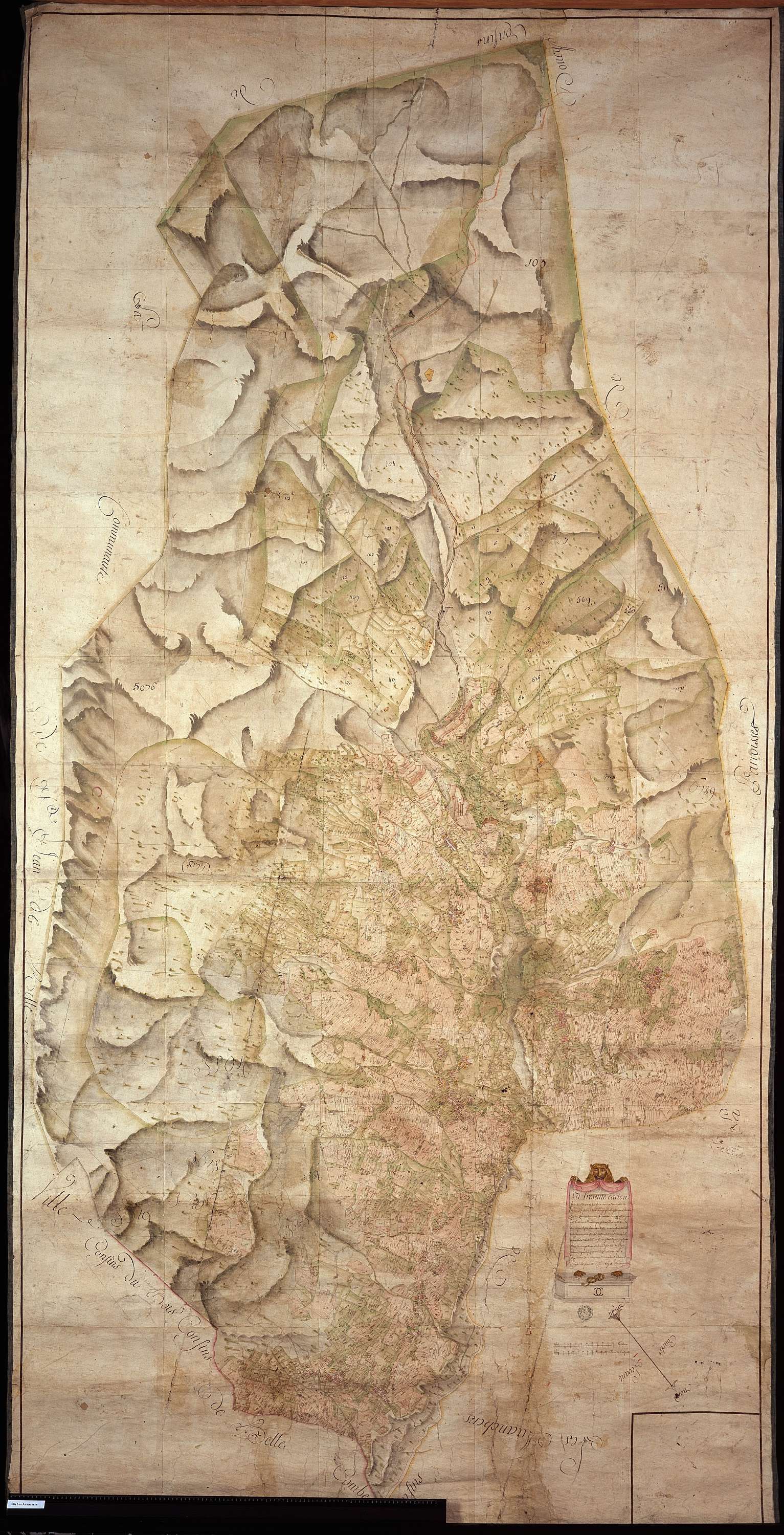 Avanchers-Valmorel - Copie de la mappe originale (plan cadastral) de la commune des Avanchers (mappe originale inexistante). Signée Cocelli, directeur du bureau de la péréquation.