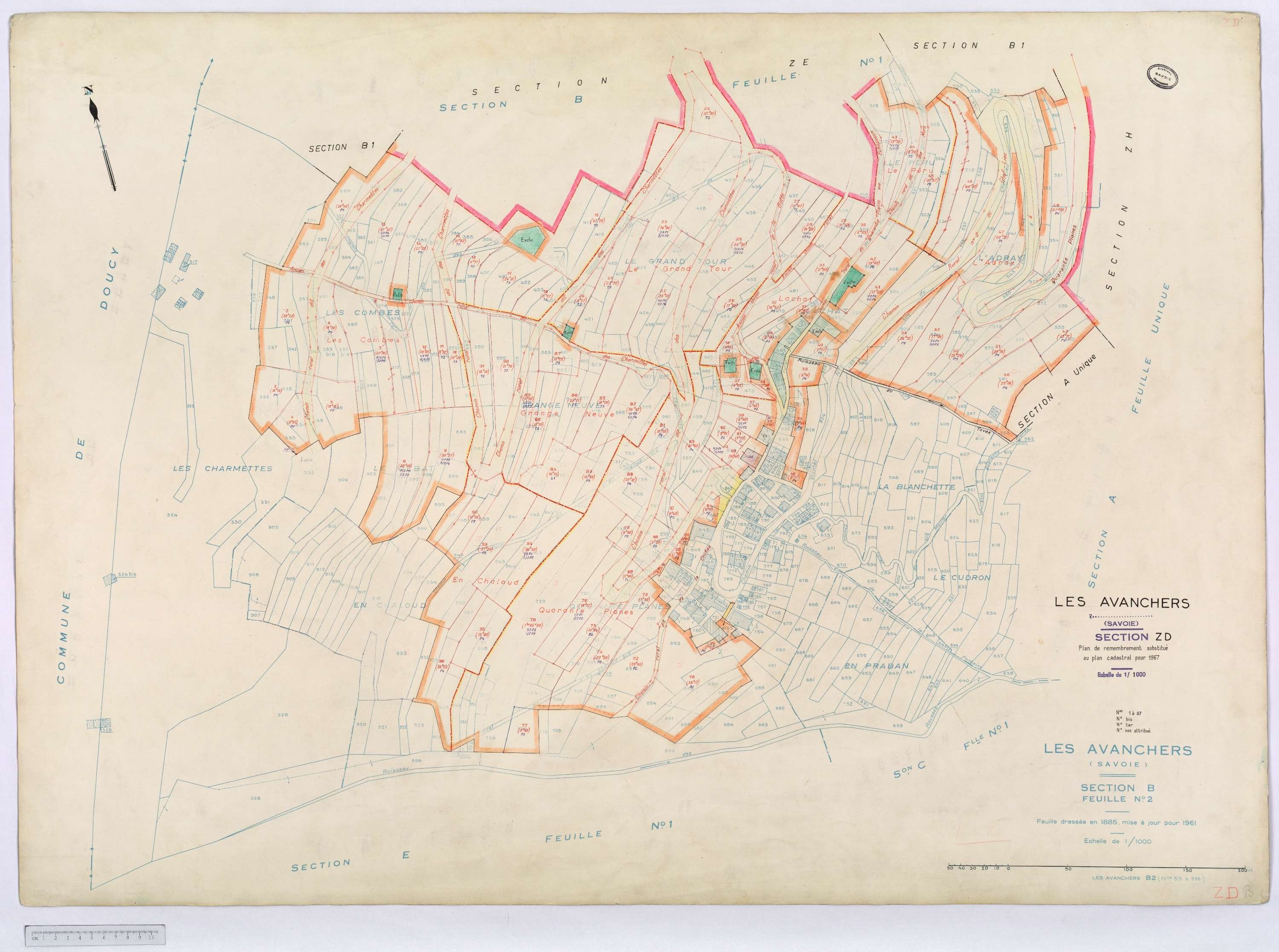 Avanchers-Valmorel - Cadastre rénové et cadastre remembré.