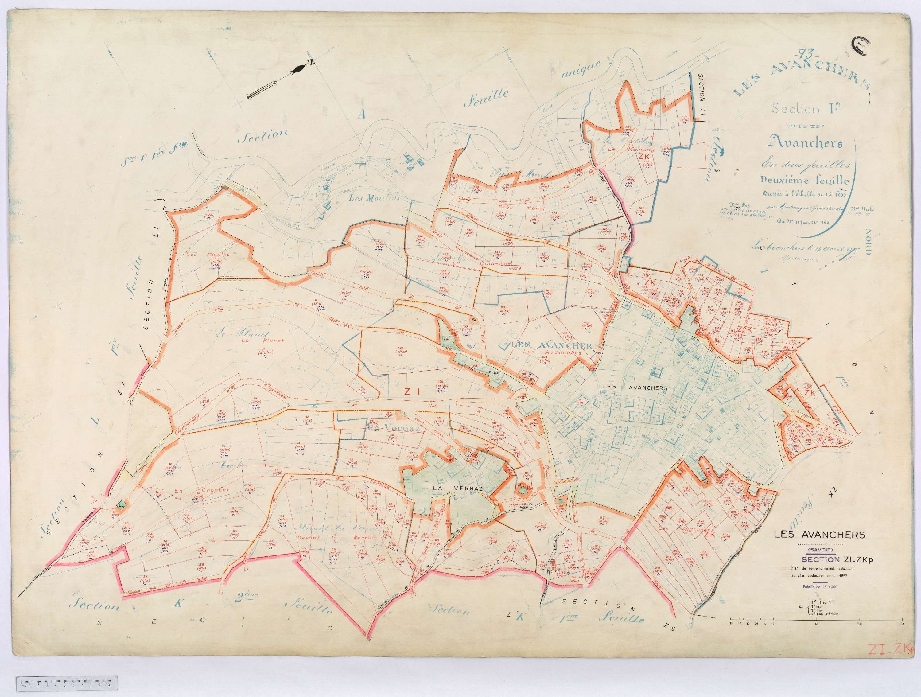 Avanchers-Valmorel - Cadastre rénové et cadastre remembré.