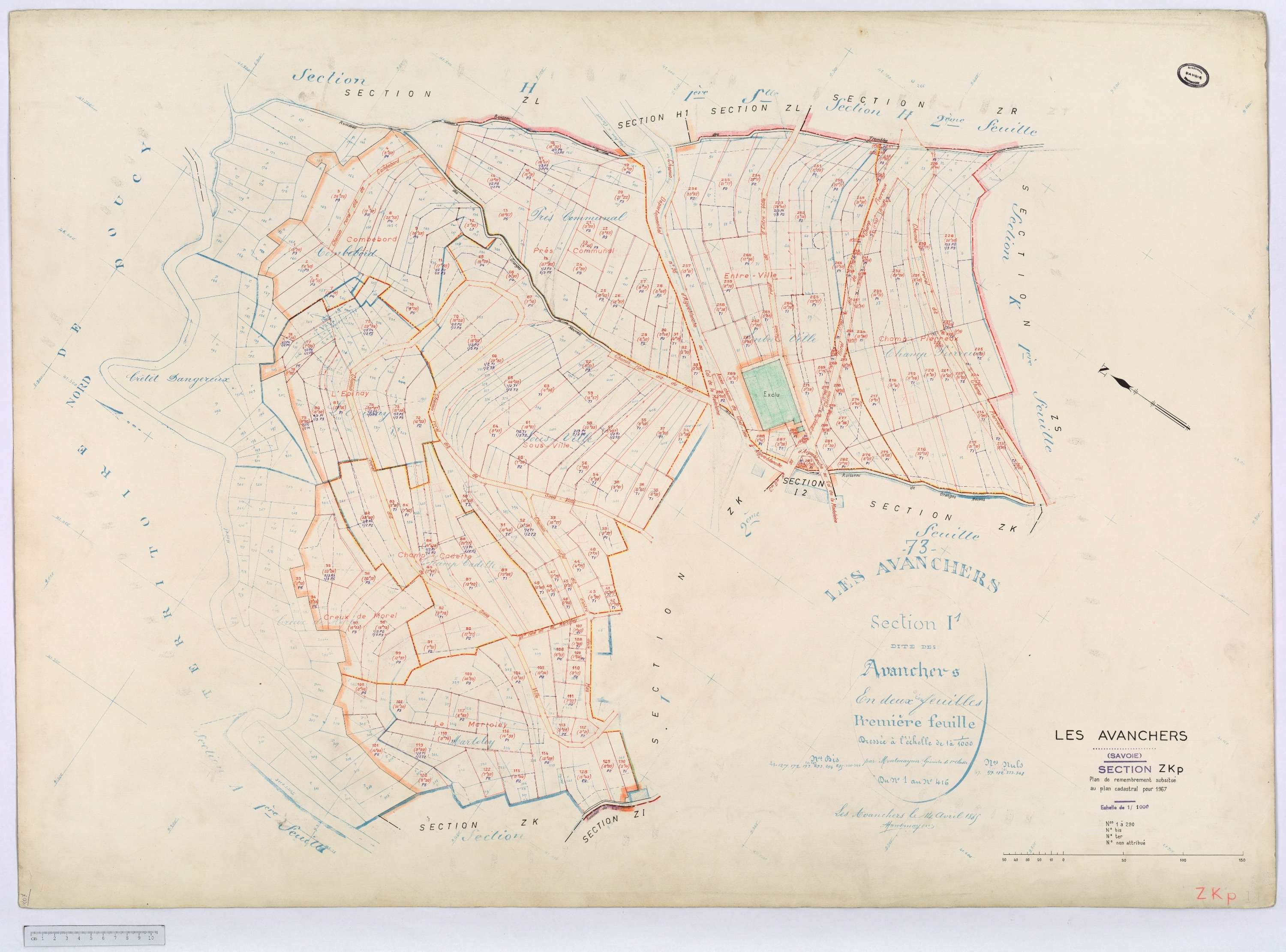 Avanchers-Valmorel - Cadastre rénové et cadastre remembré.
