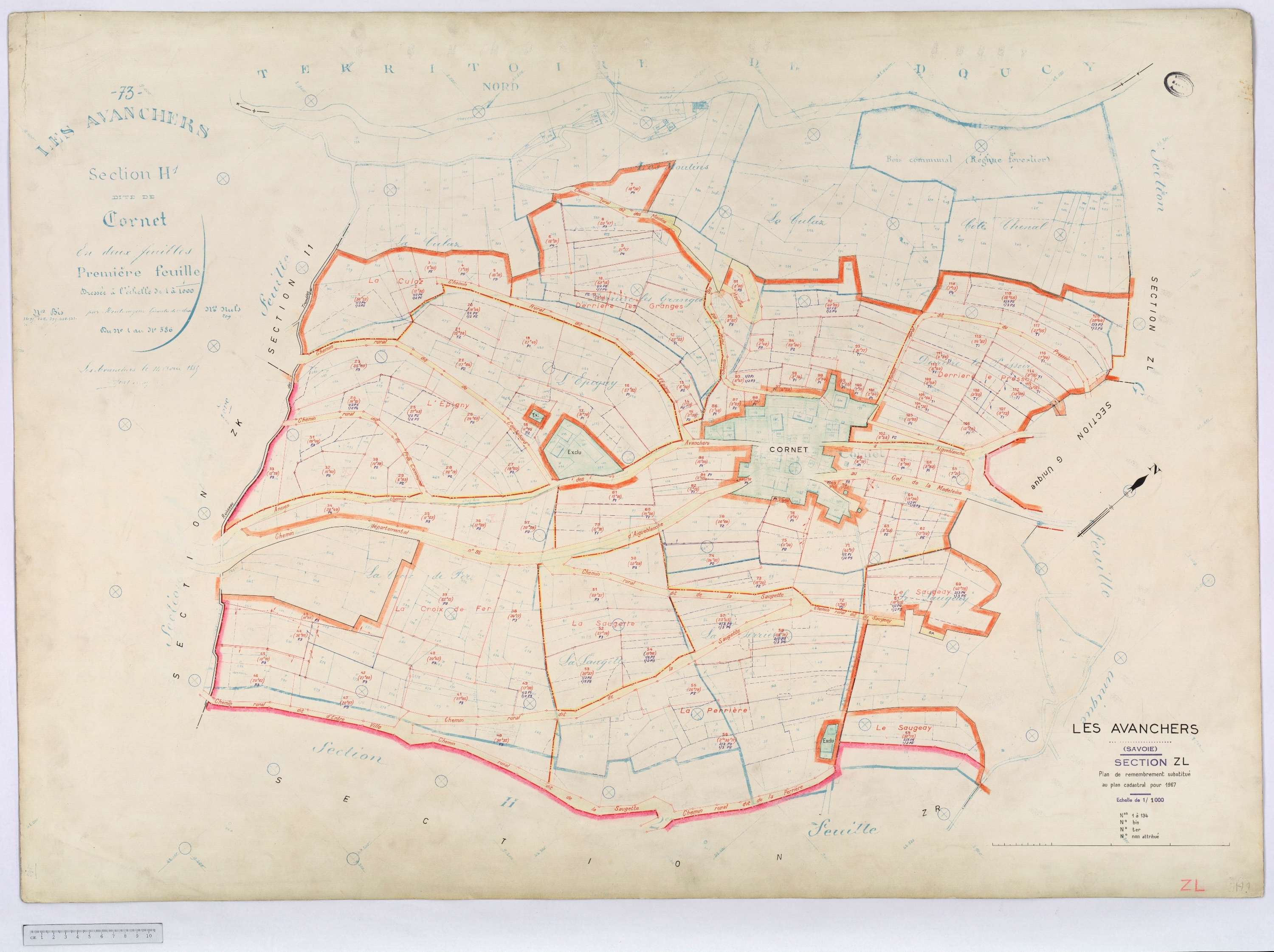 Avanchers-Valmorel - Cadastre rénové et cadastre remembré.