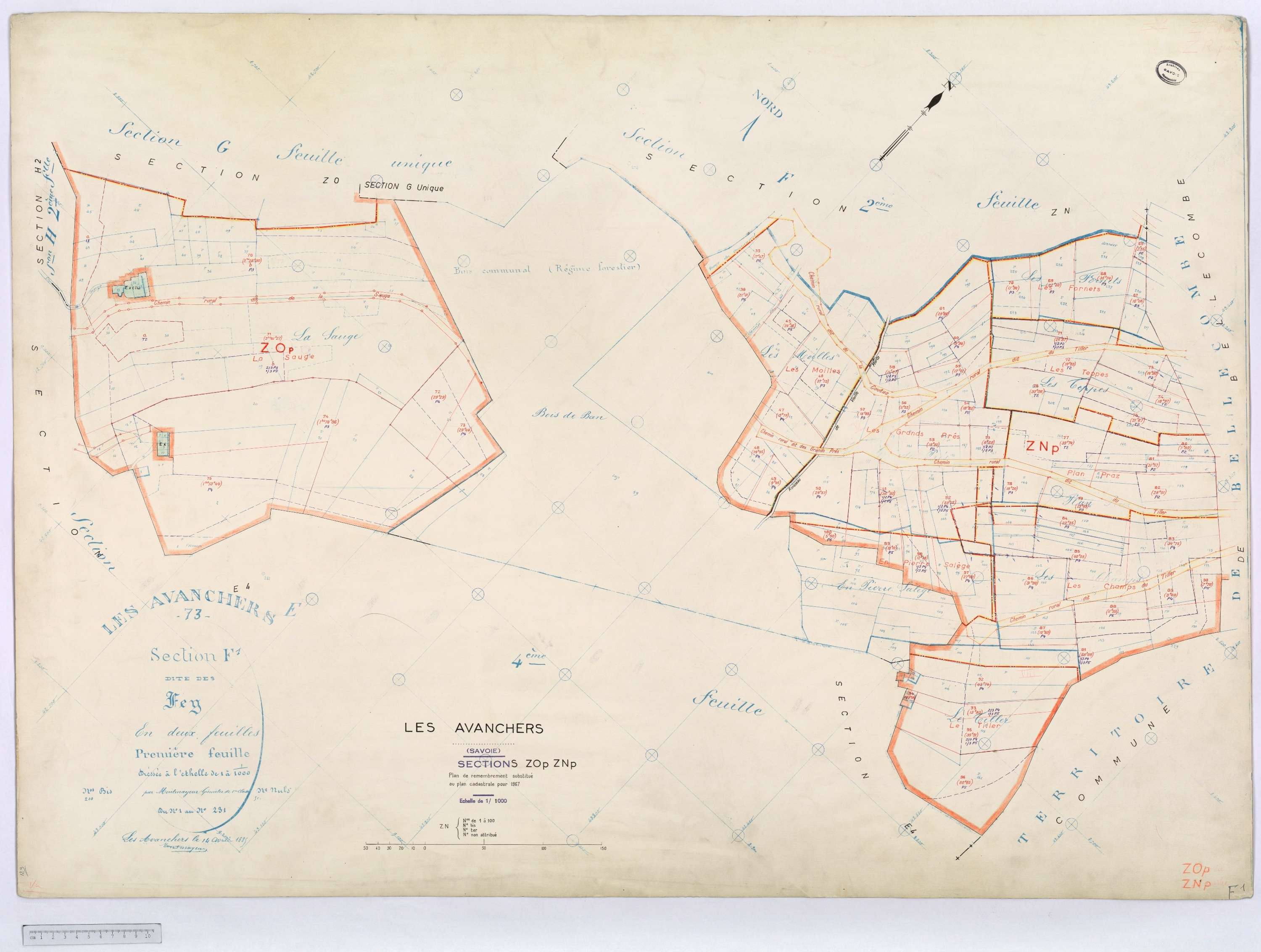 Avanchers-Valmorel - Cadastre rénové et cadastre remembré.
