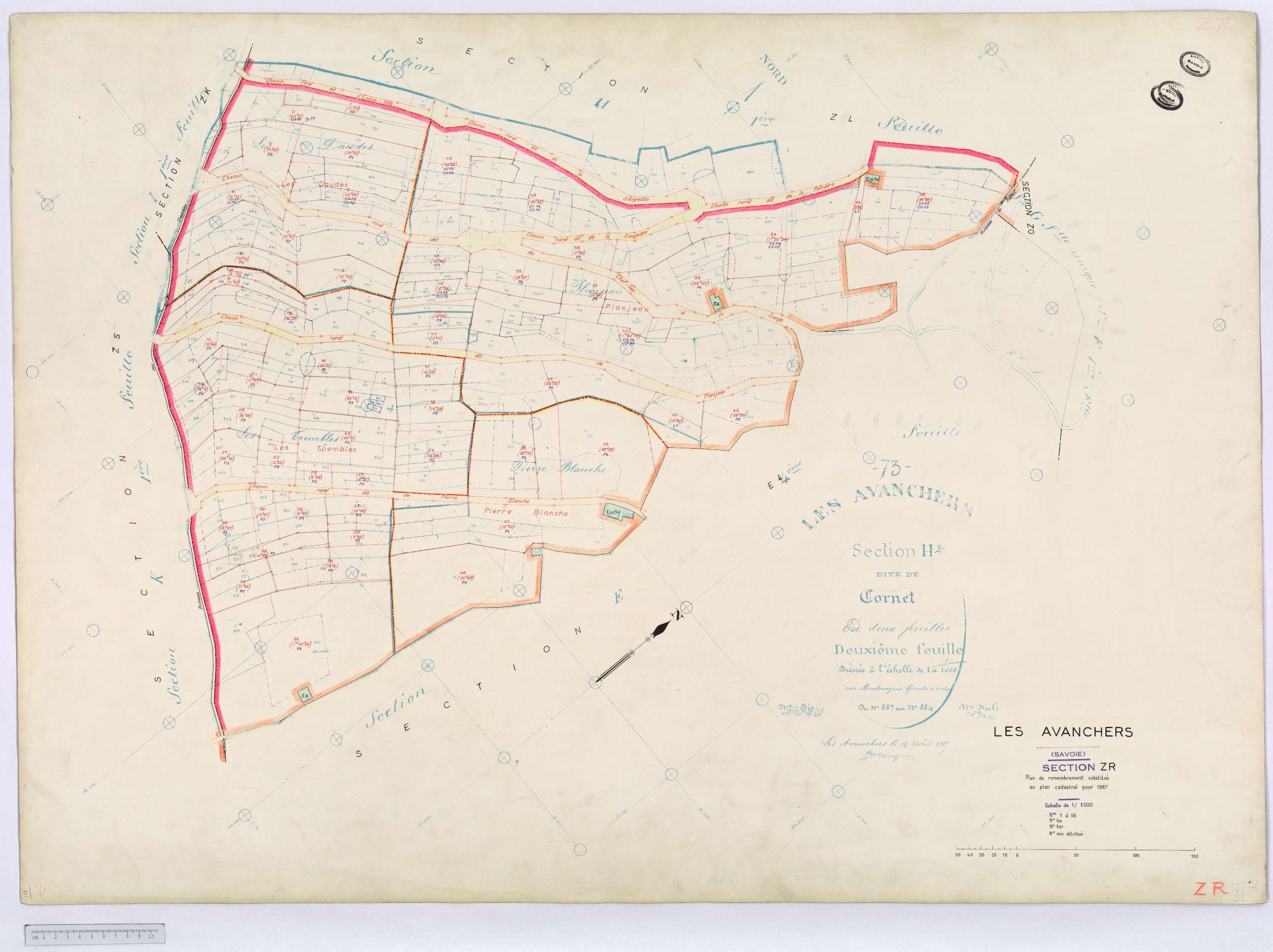 Avanchers-Valmorel - Cadastre rénové et cadastre remembré.
