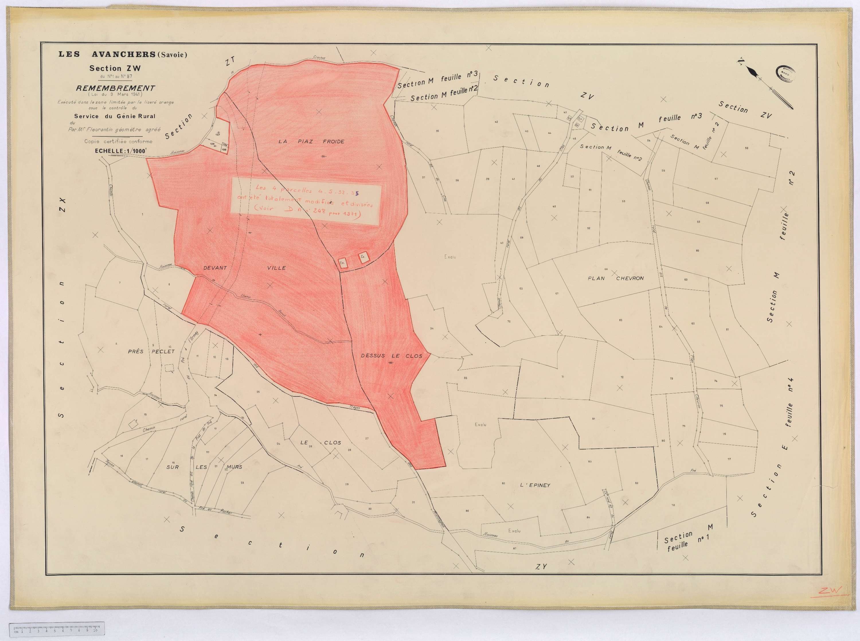Avanchers-Valmorel - Cadastre rénové et cadastre remembré.