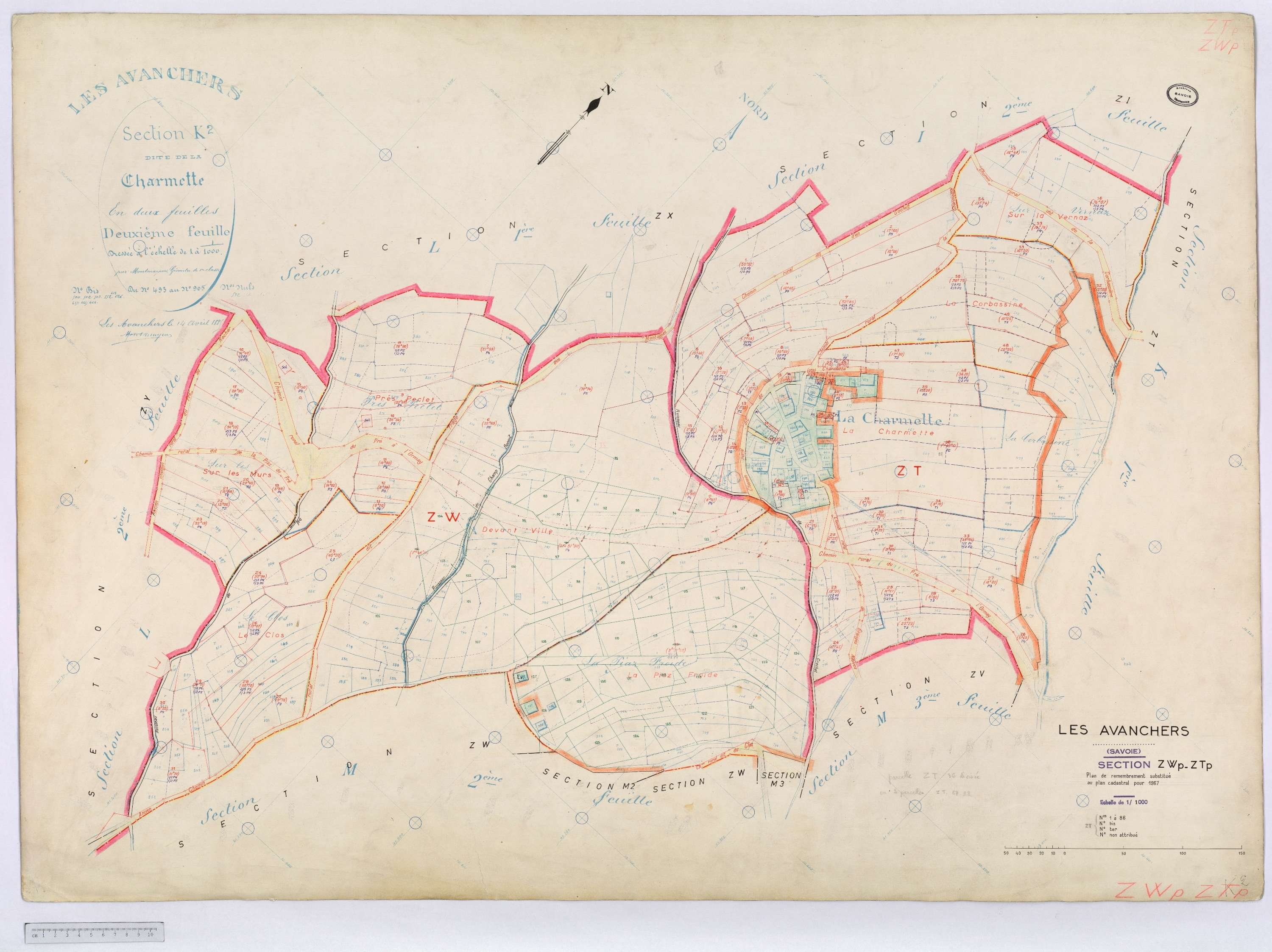 Avanchers-Valmorel - Cadastre rénové et cadastre remembré.