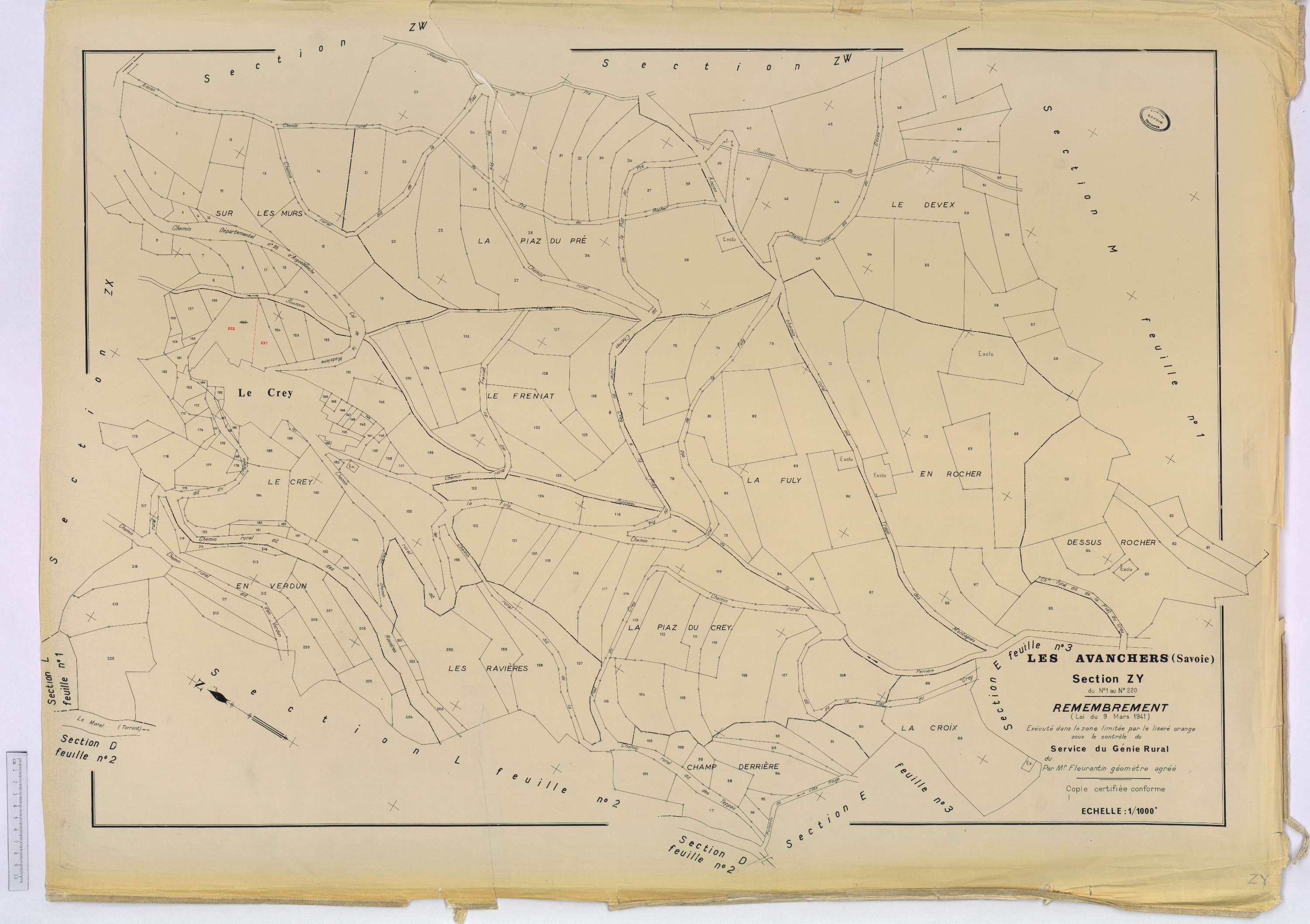 Avanchers-Valmorel - Cadastre rénové et cadastre remembré.