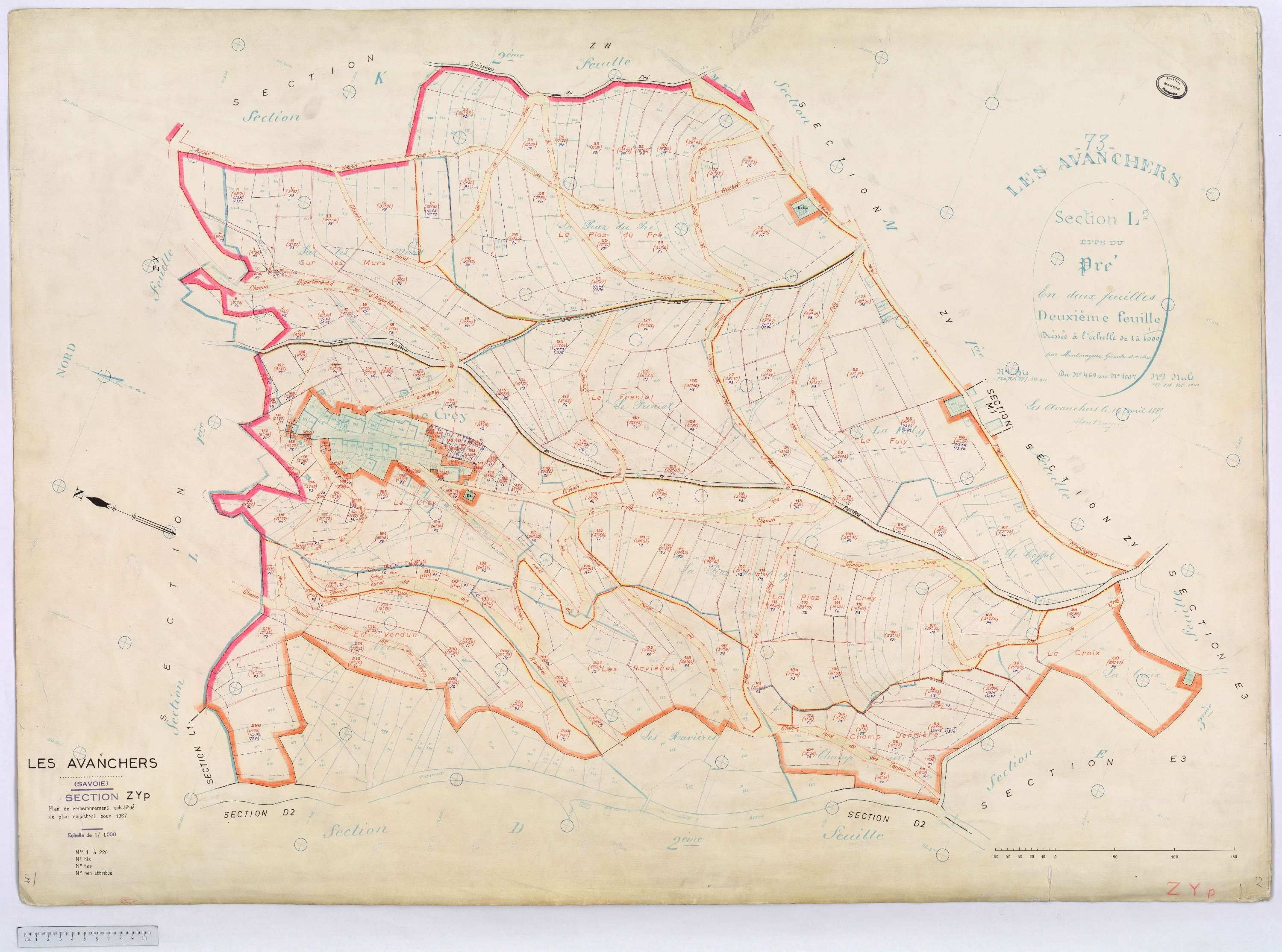 Avanchers-Valmorel - Cadastre rénové et cadastre remembré.