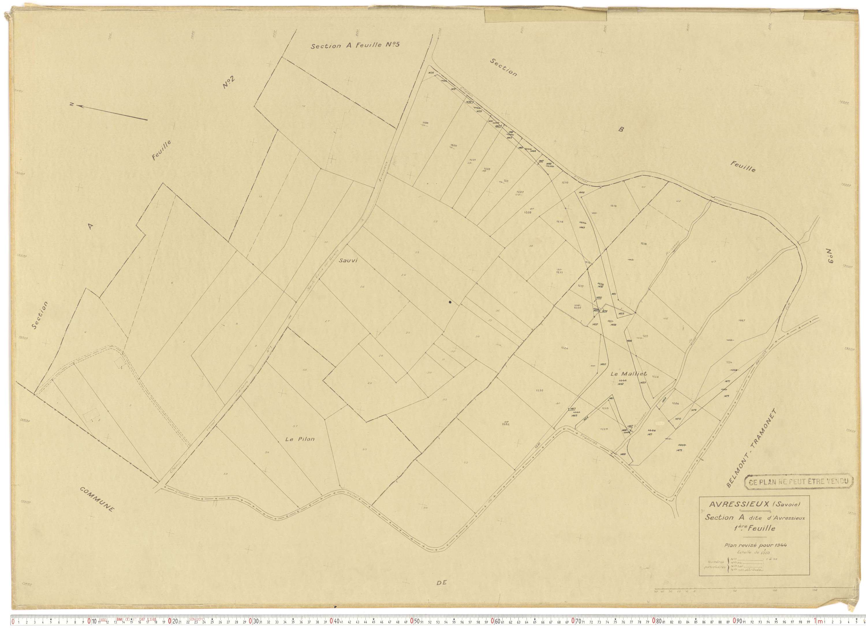 Avressieux - Plans cadastraux du cadastre rénové en 1944 et mis à jour en 1988.
