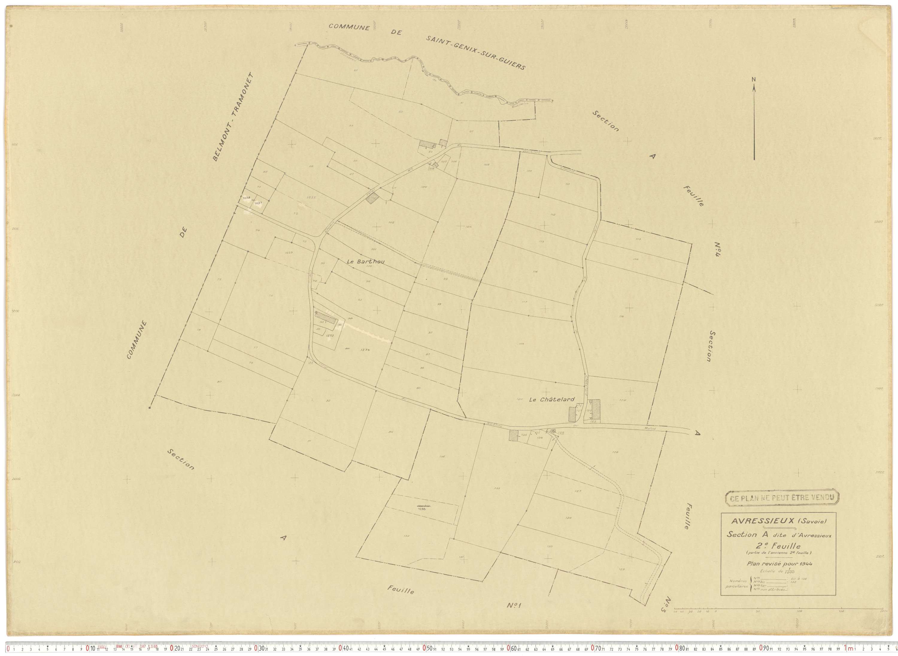 Avressieux - Plans cadastraux du cadastre rénové en 1944 et mis à jour en 1988.
