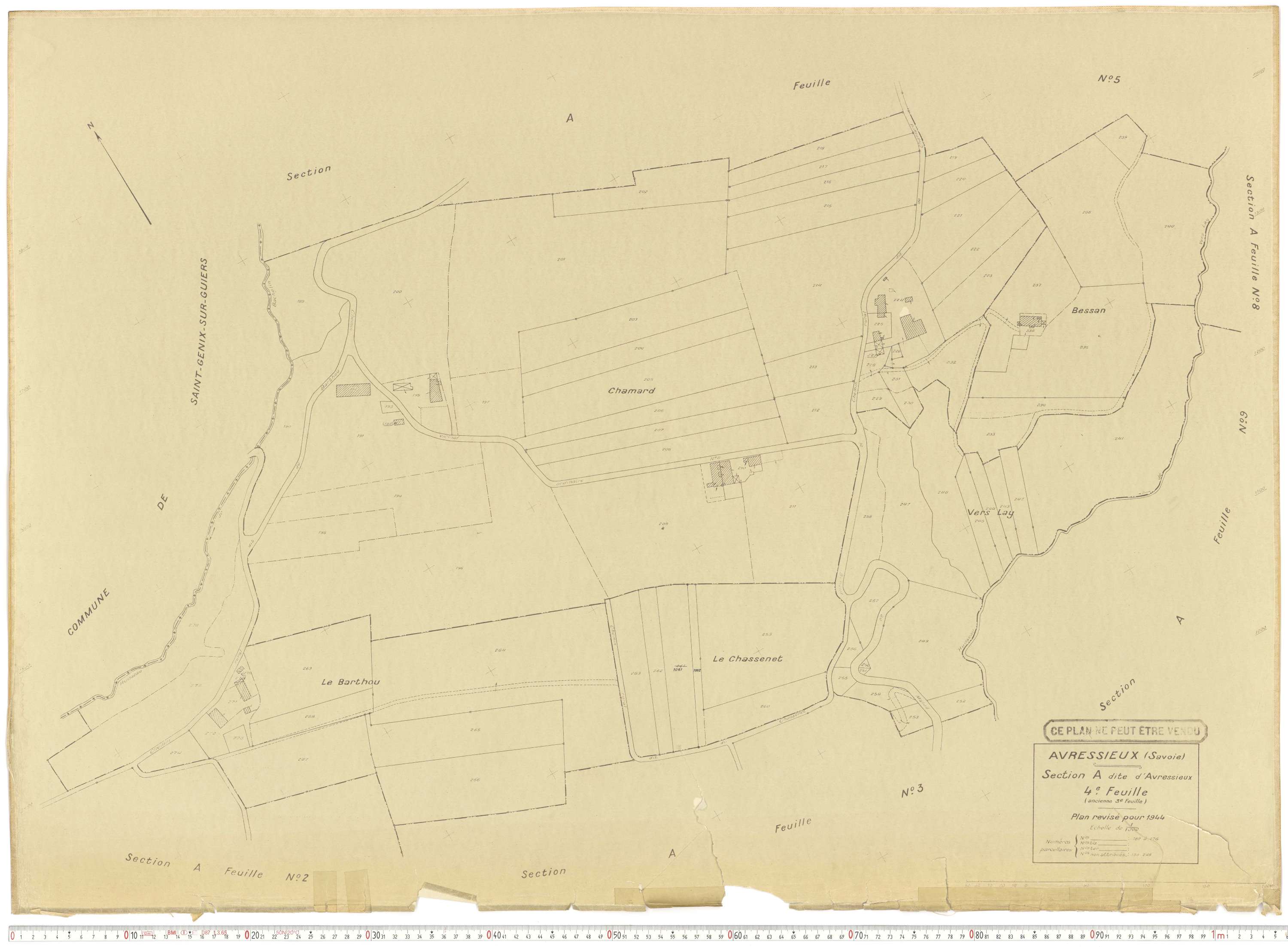 Avressieux - Plans cadastraux du cadastre rénové en 1944 et mis à jour en 1988.