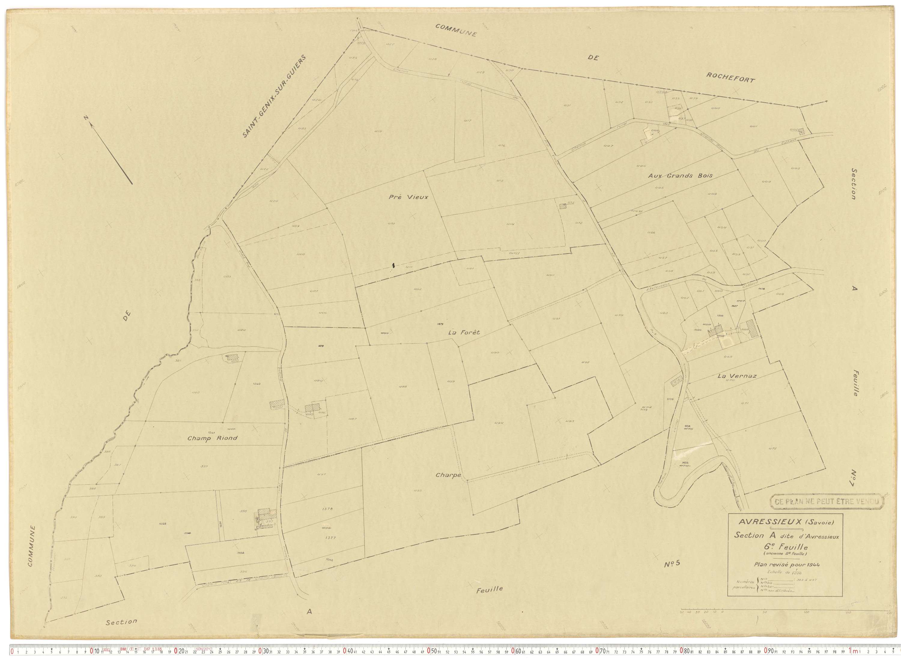 Avressieux - Plans cadastraux du cadastre rénové en 1944 et mis à jour en 1988.