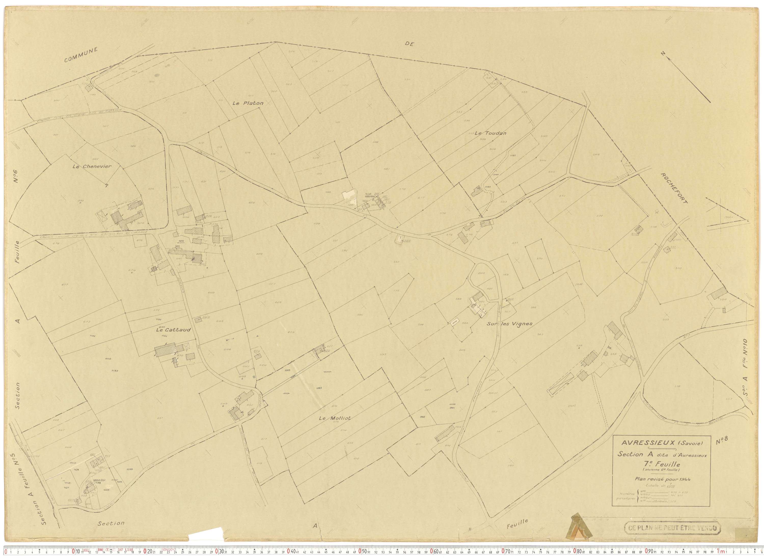 Avressieux - Plans cadastraux du cadastre rénové en 1944 et mis à jour en 1988.
