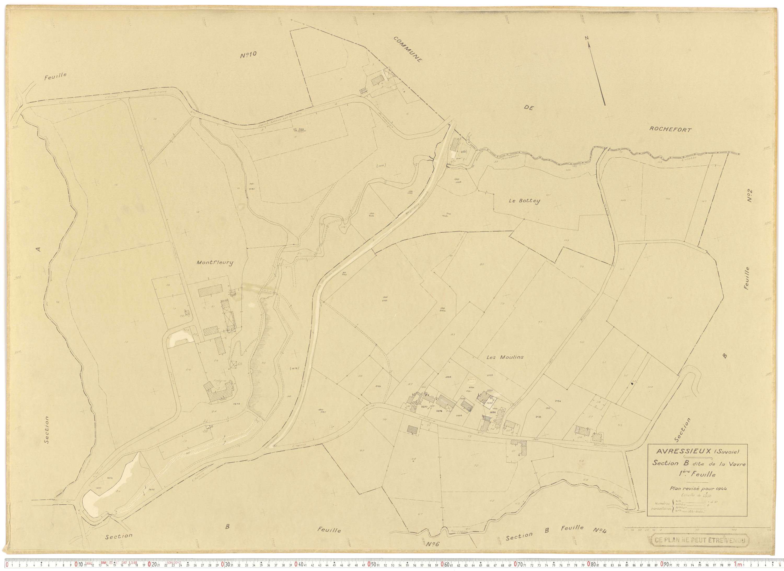 Avressieux - Plans cadastraux du cadastre rénové en 1944 et mis à jour en 1988.