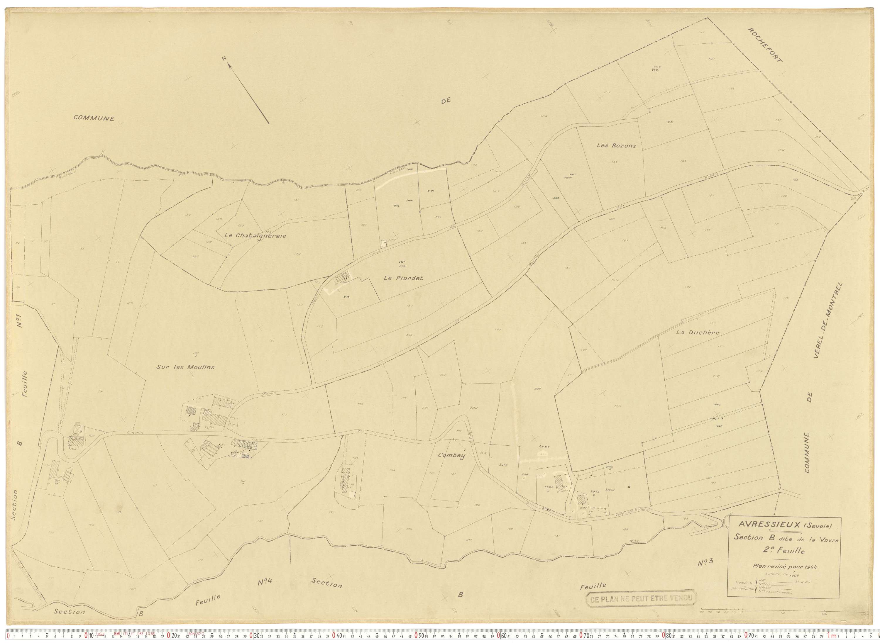 Avressieux - Plans cadastraux du cadastre rénové en 1944 et mis à jour en 1988.