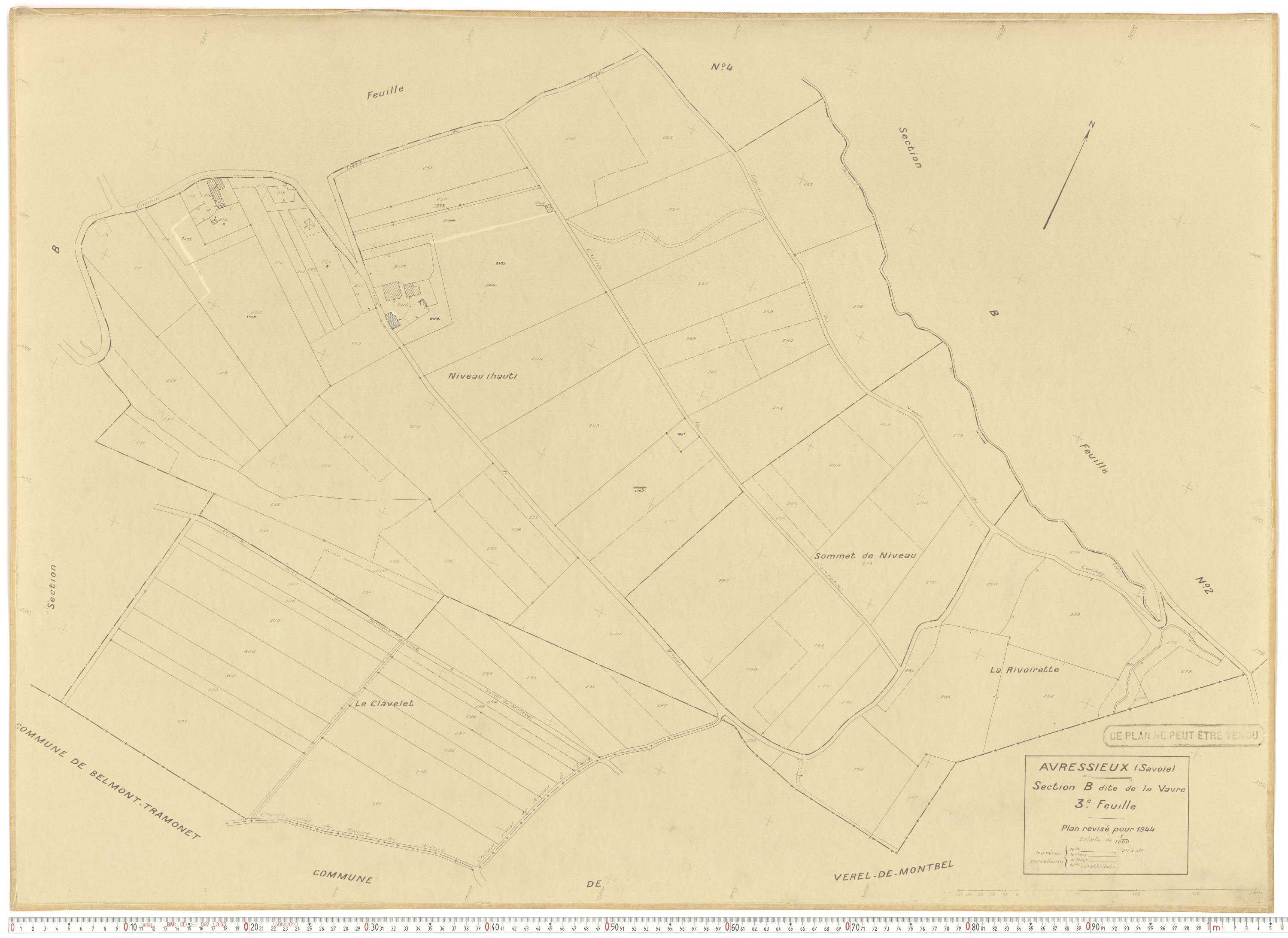 Avressieux - Plans cadastraux du cadastre rénové en 1944 et mis à jour en 1988.