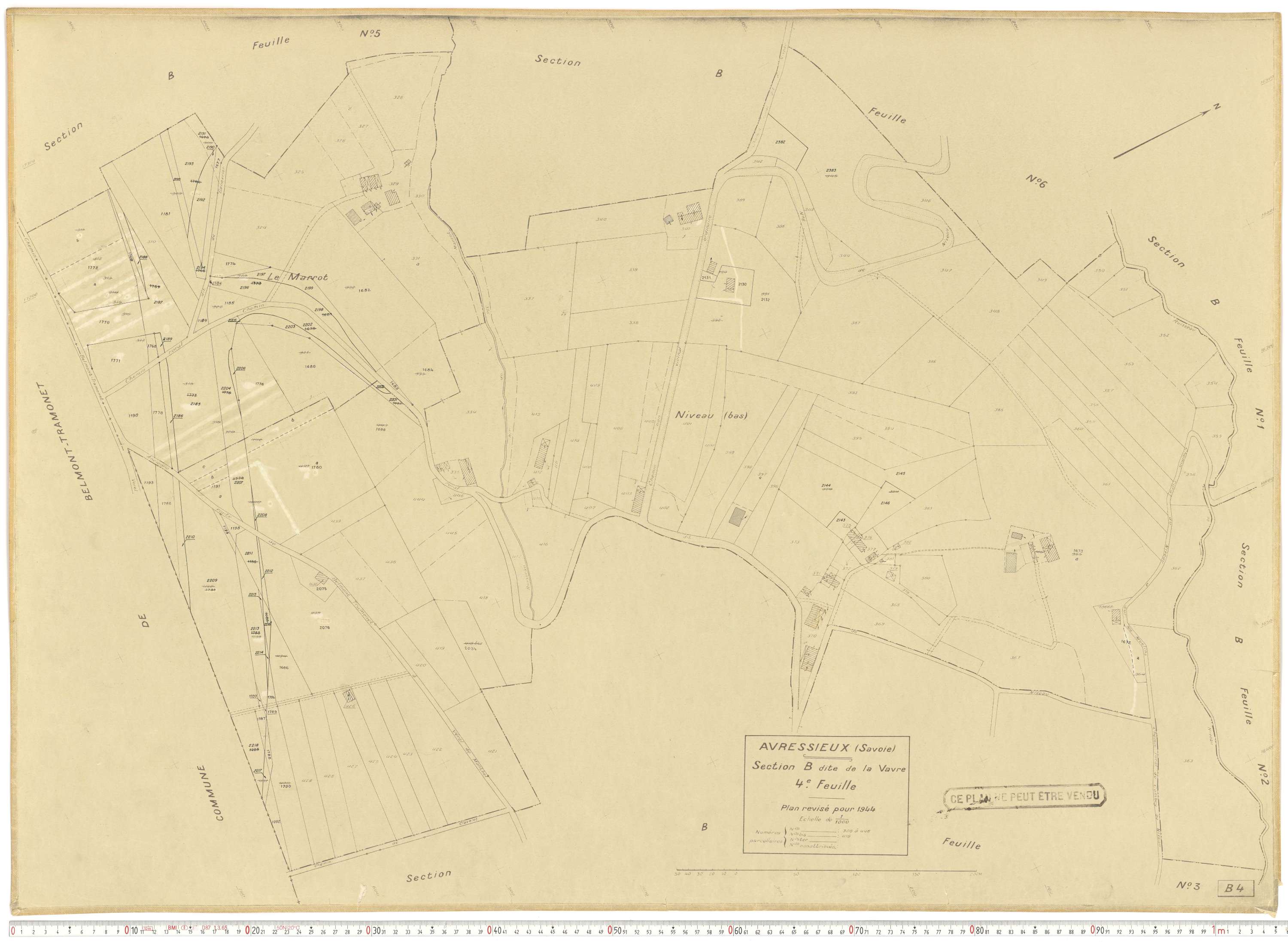 Avressieux - Plans cadastraux du cadastre rénové en 1944 et mis à jour en 1988.