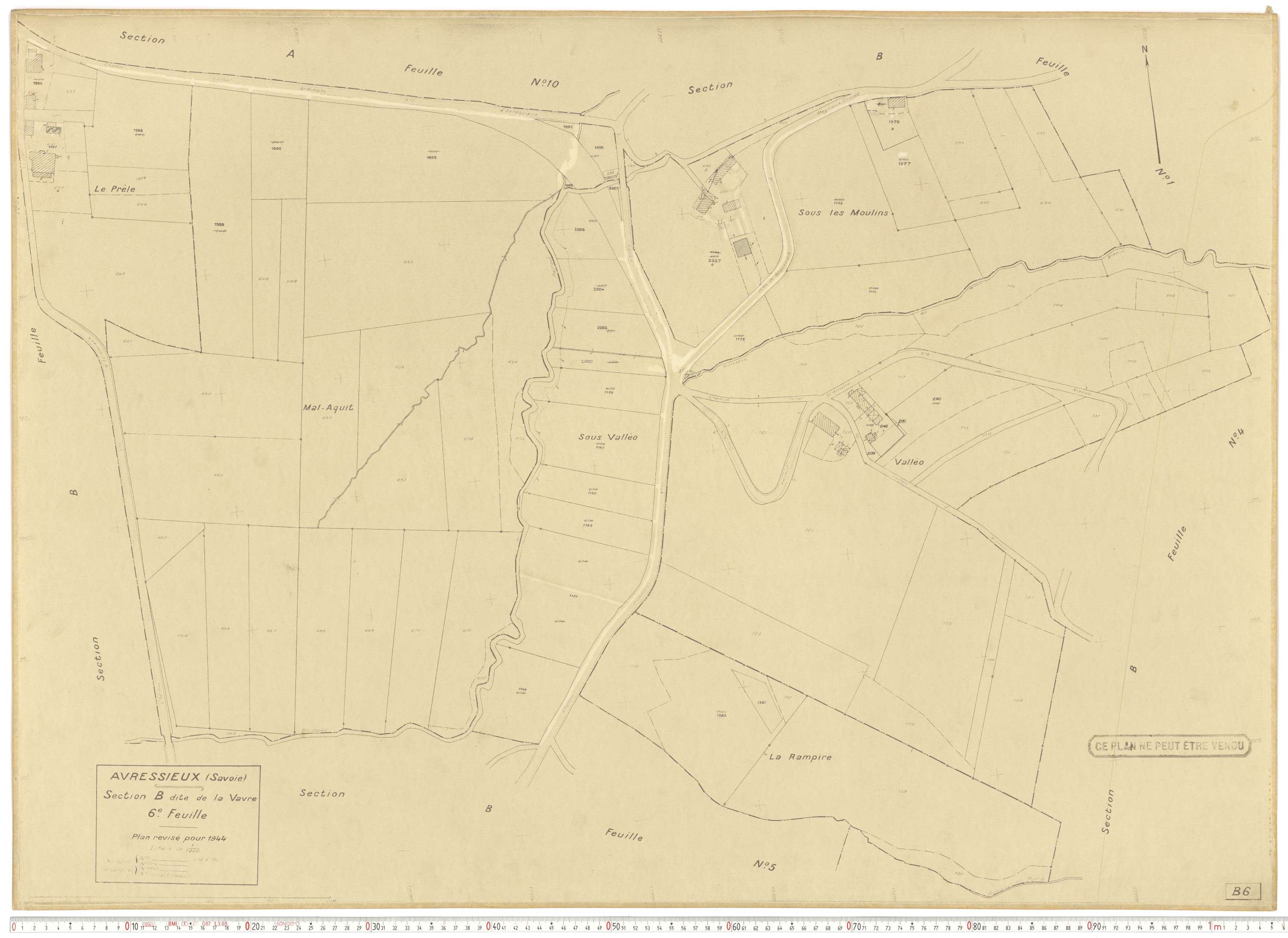 Avressieux - Plans cadastraux du cadastre rénové en 1944 et mis à jour en 1988.