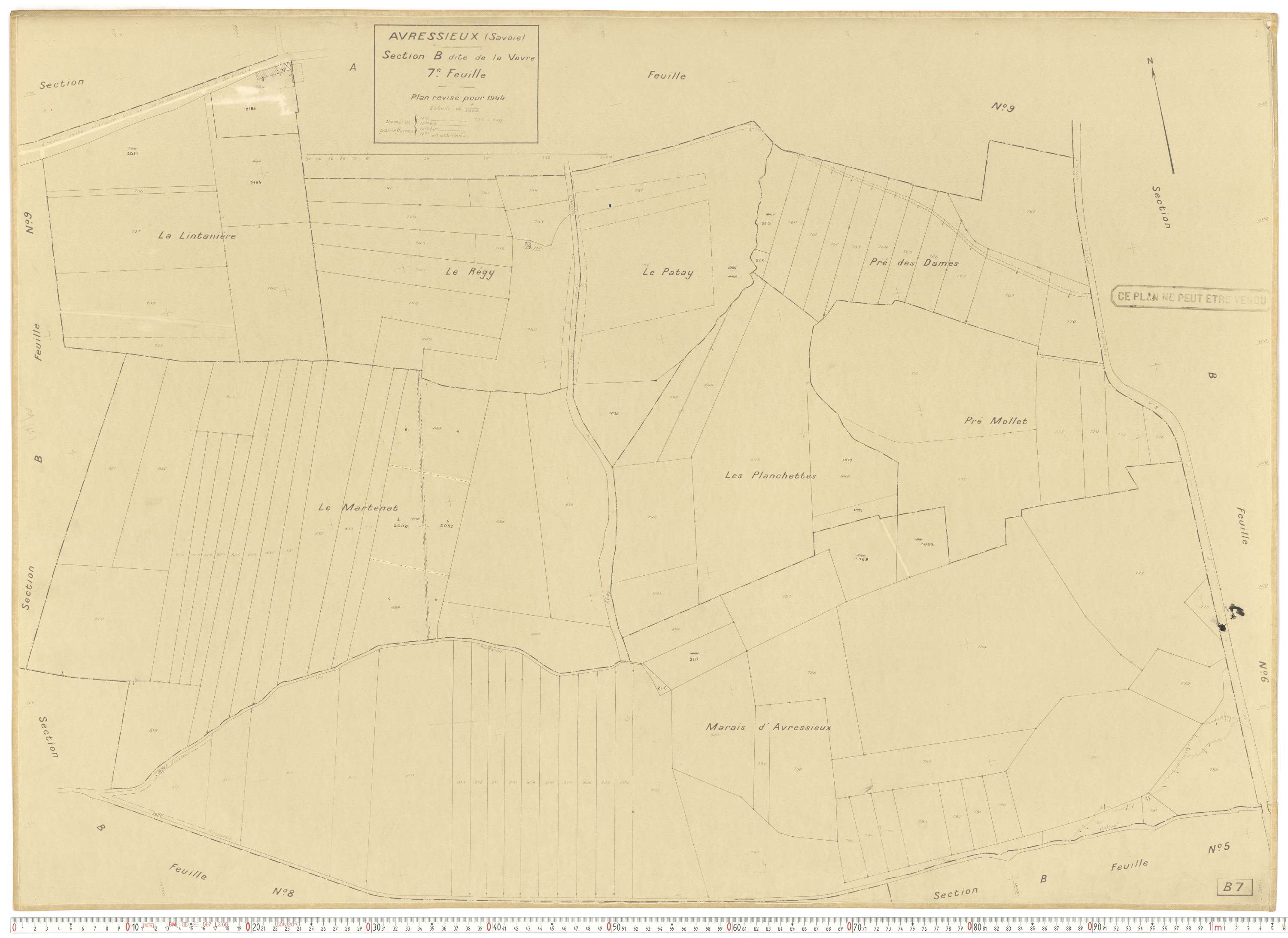 Avressieux - Plans cadastraux du cadastre rénové en 1944 et mis à jour en 1988.