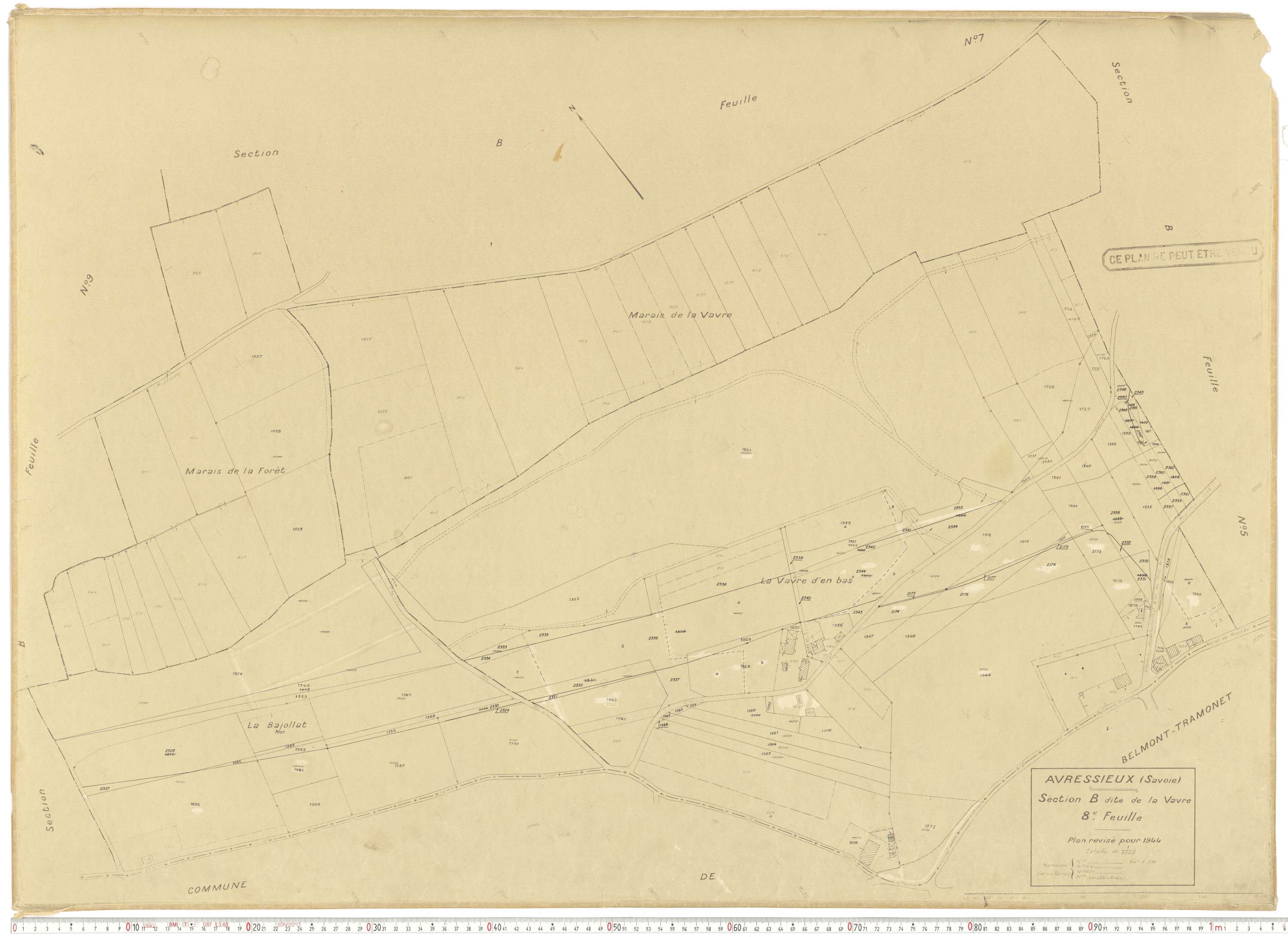 Avressieux - Plans cadastraux du cadastre rénové en 1944 et mis à jour en 1988.