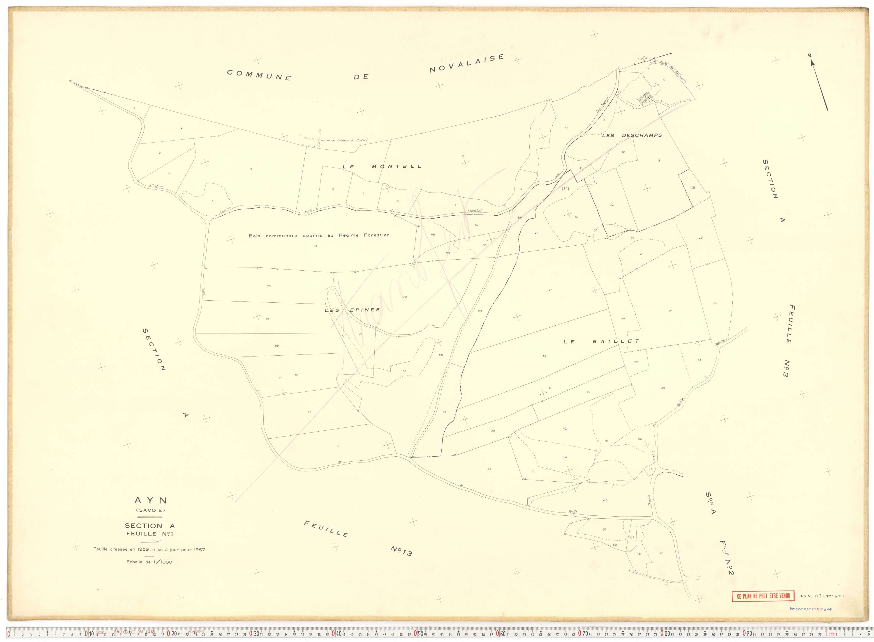Ayn - Plans cadastraux du cadastre rénové en 1957 et mis à jour en 1988.